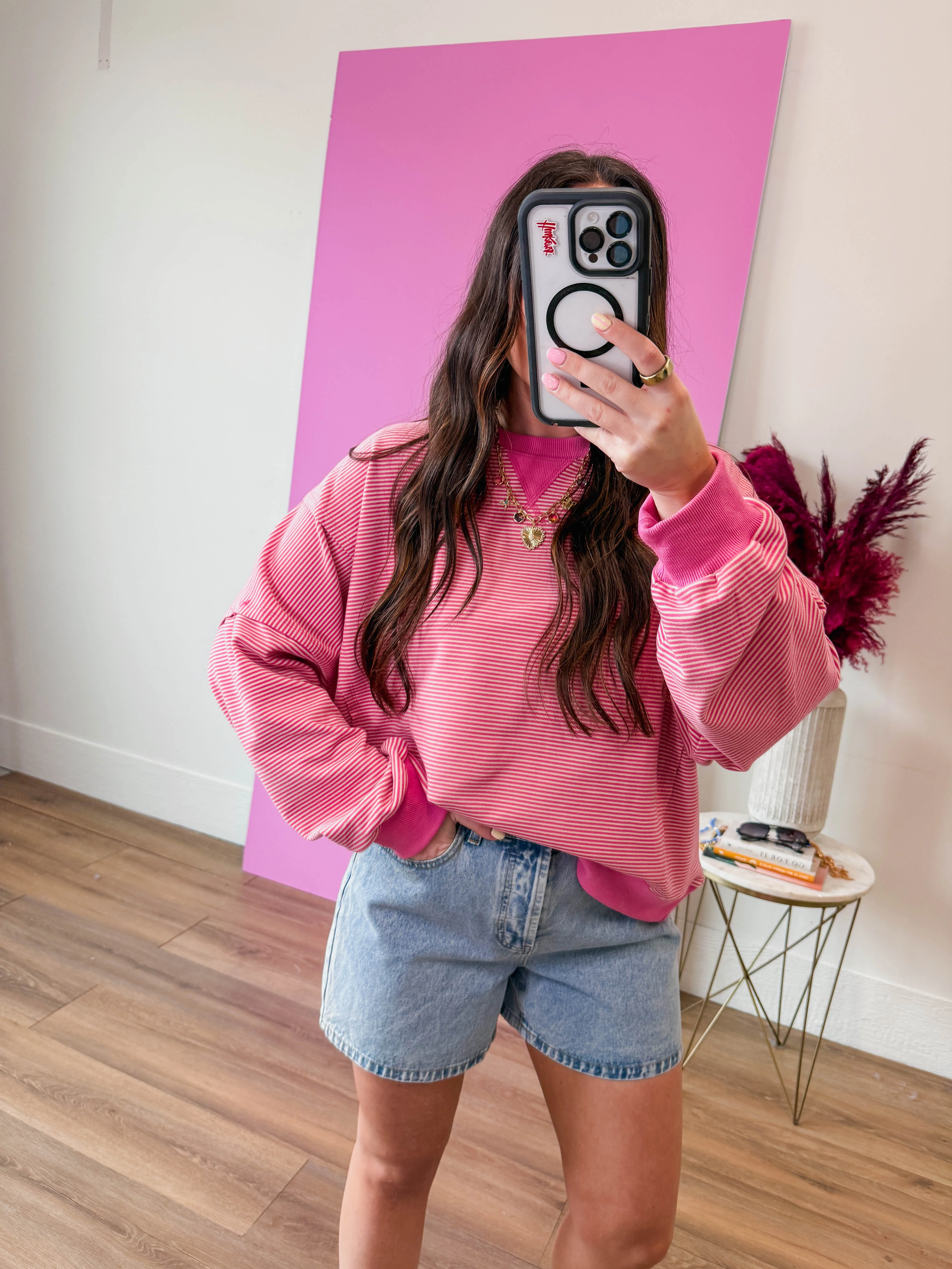 Paige Striped Pullover-Pink/Natural - Image 6