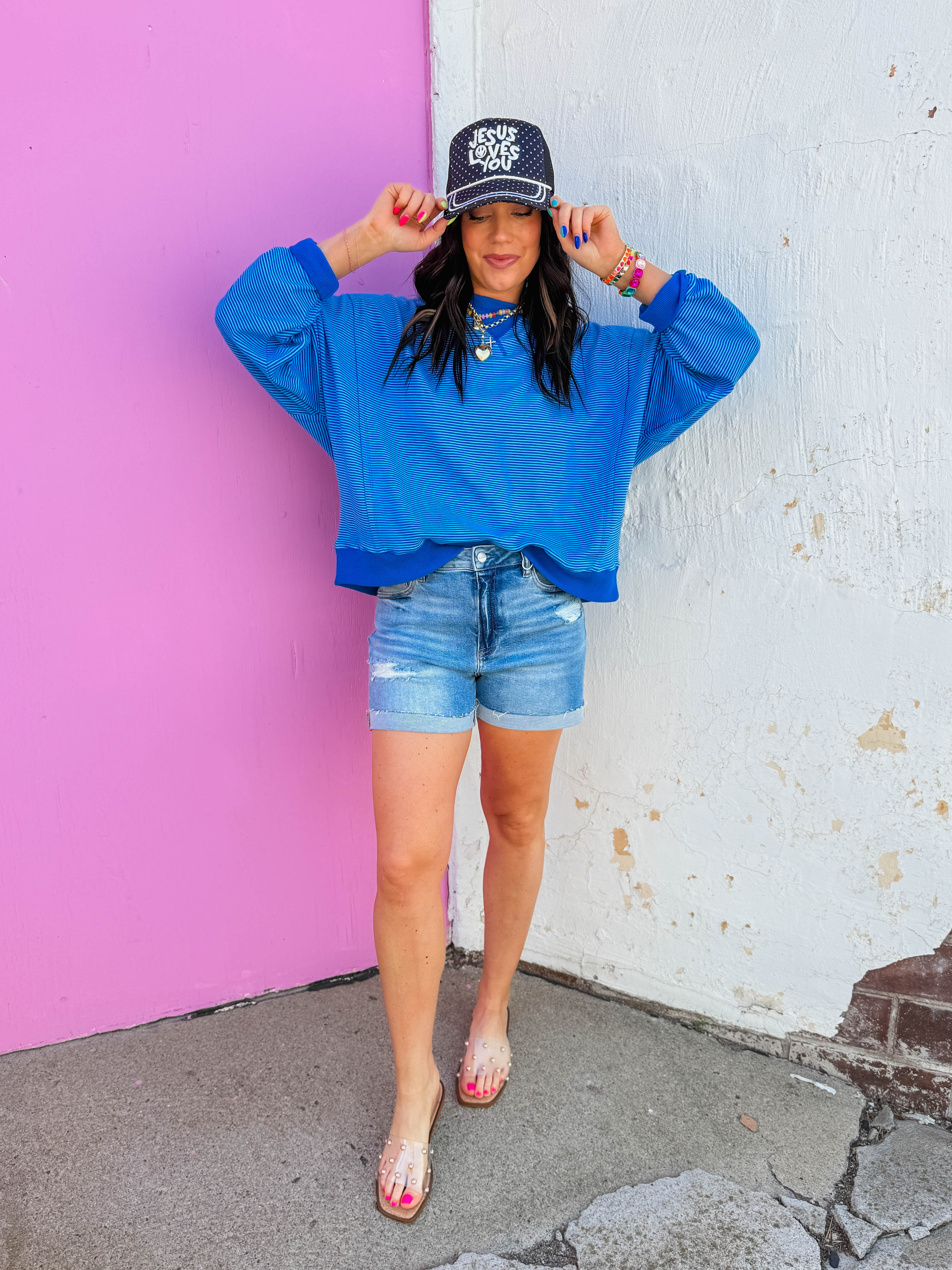 Paige Striped Pullover-Blue/Navy - Image 2