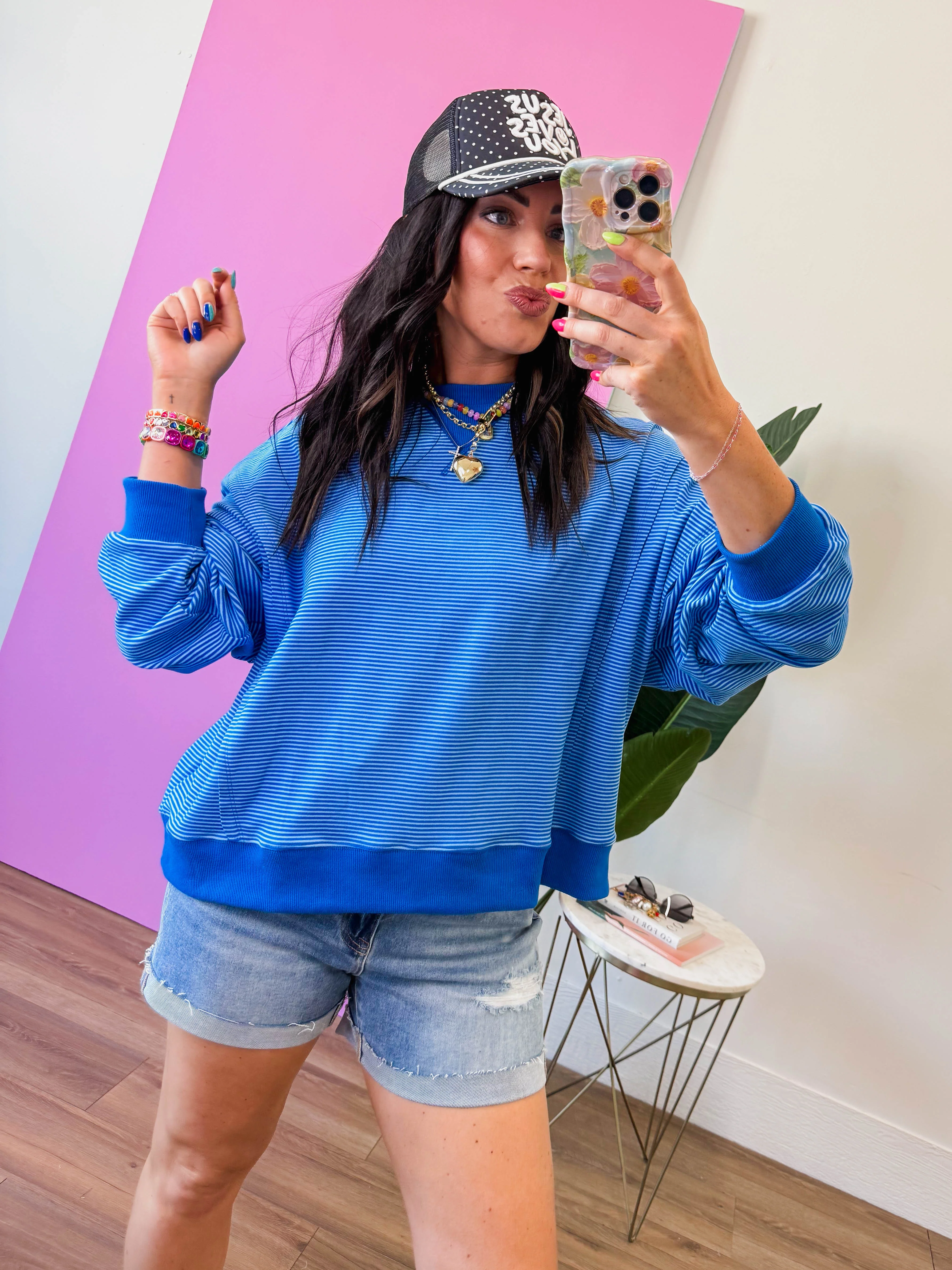 Paige Striped Pullover-Blue/Navy - Image 3