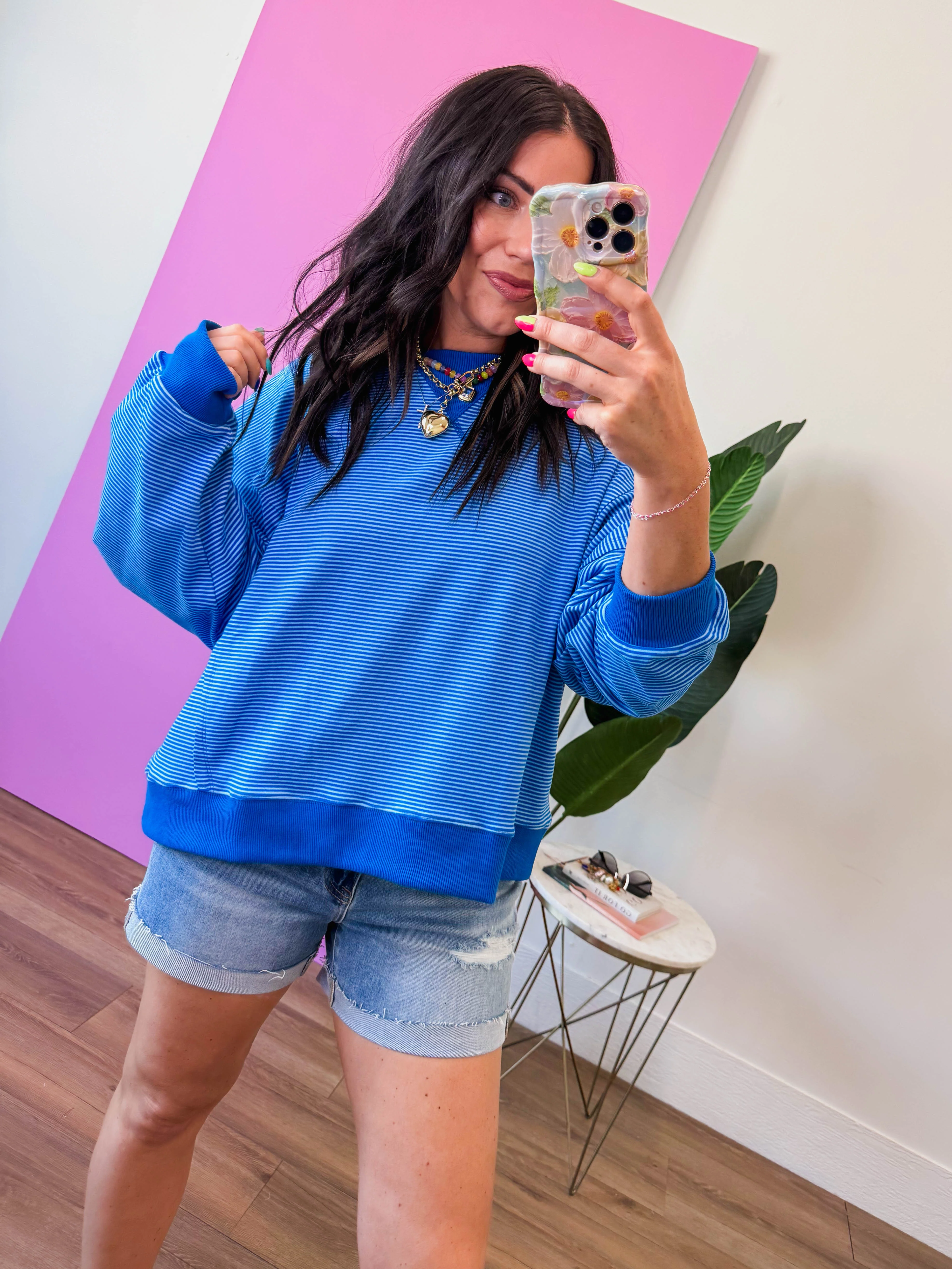 Paige Striped Pullover-Blue/Navy - Image 5