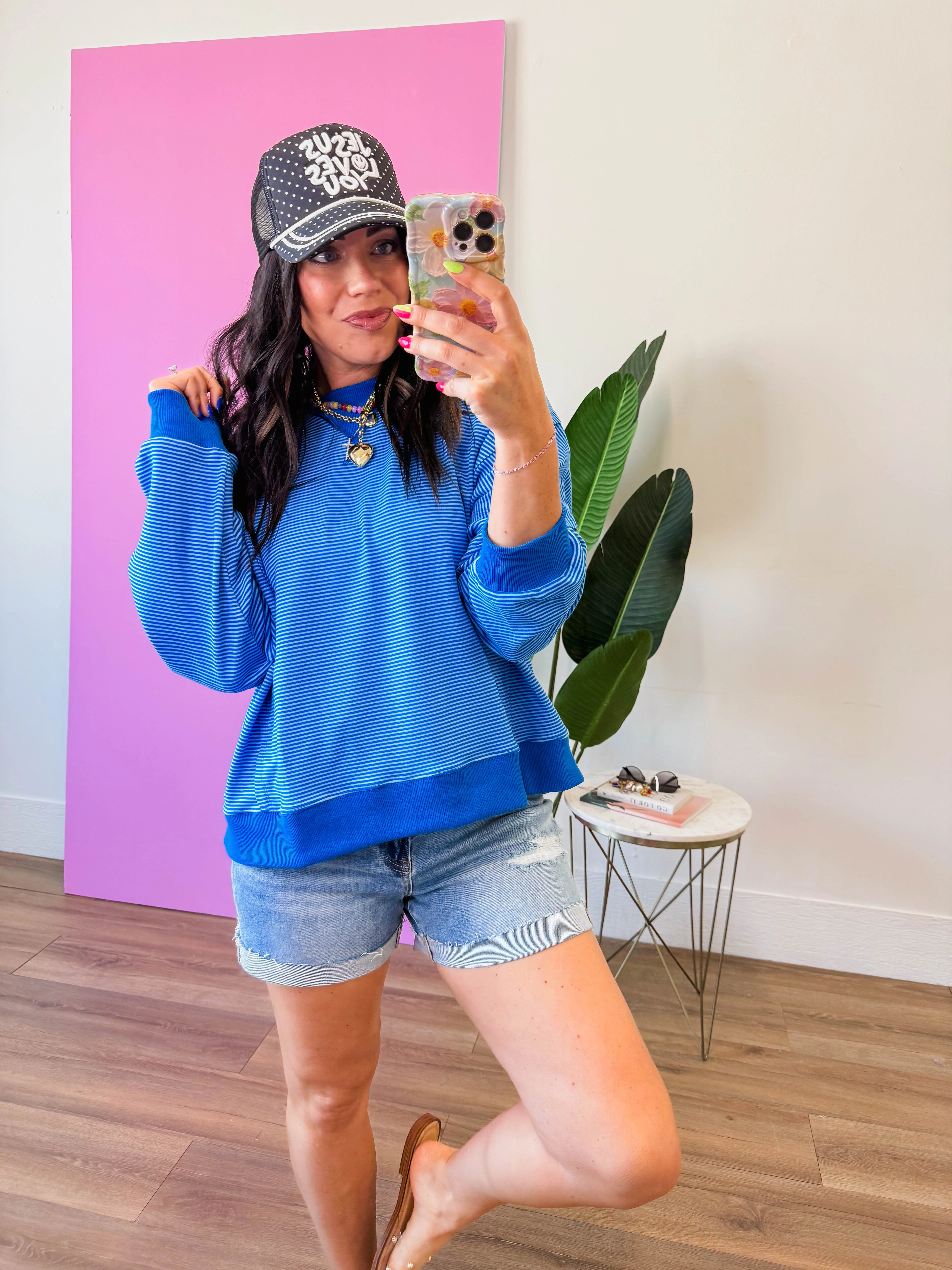 Paige Striped Pullover-Blue/Navy - Image 7