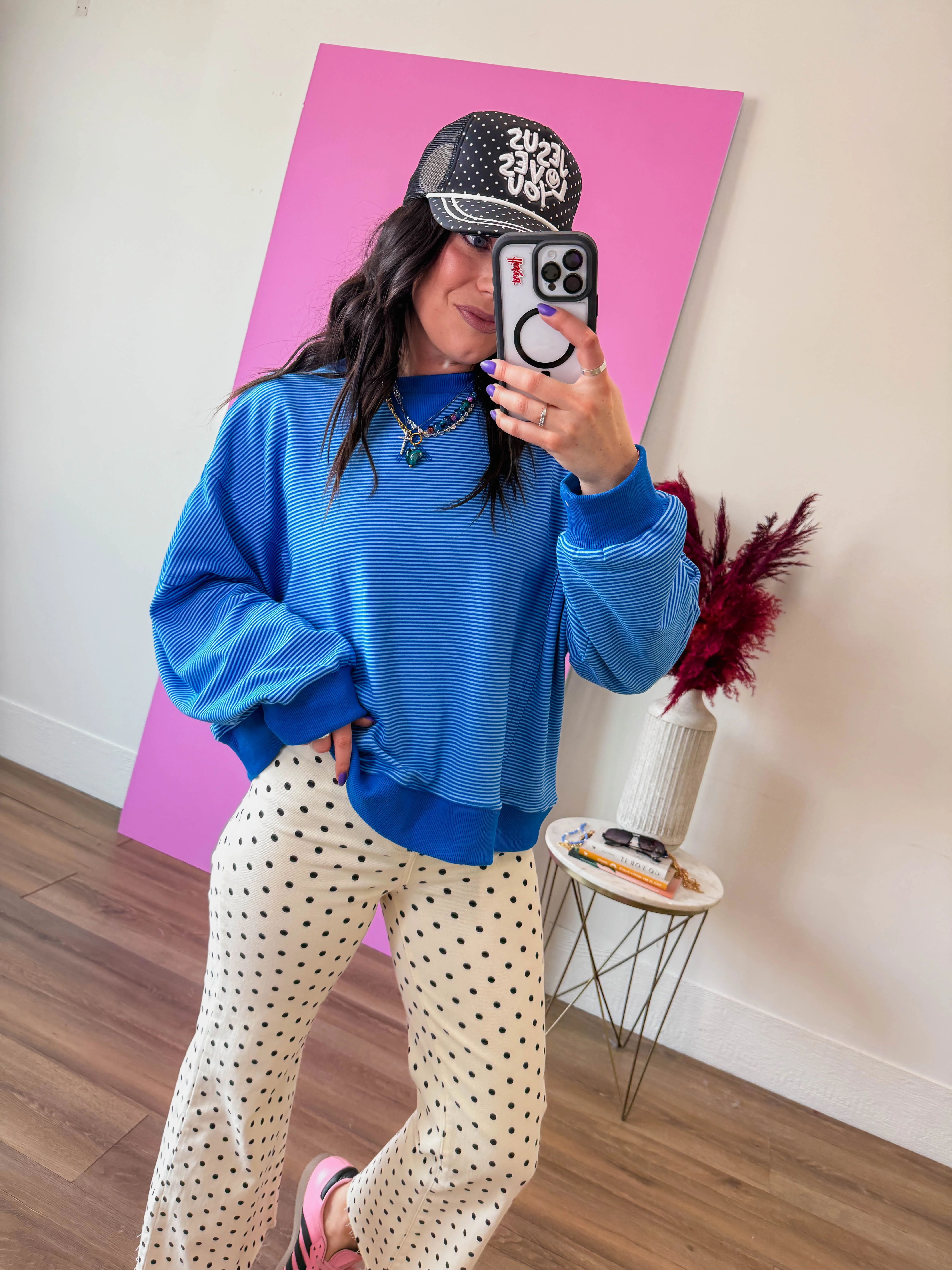 Paige Striped Pullover-Blue/Navy - Image 9