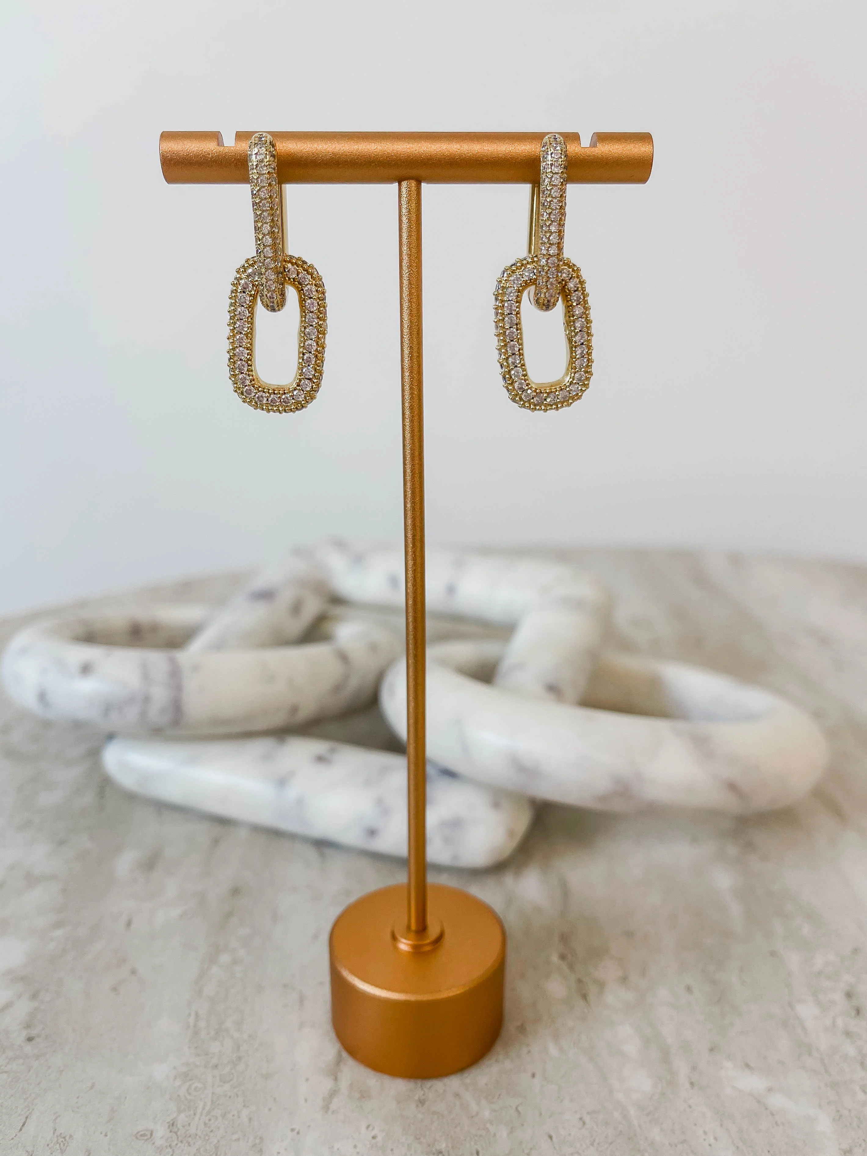 Pave Double Link Hoops-Gold - Nickel & Suede
