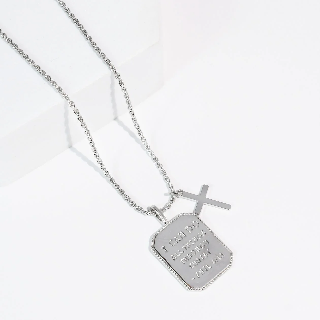 Philippians 4:13 Silver Necklace - Image 4
