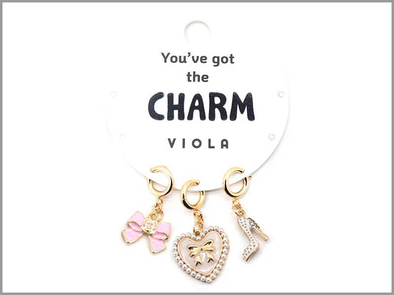 Pink Bow, Heart & Shoe Necklace Charms