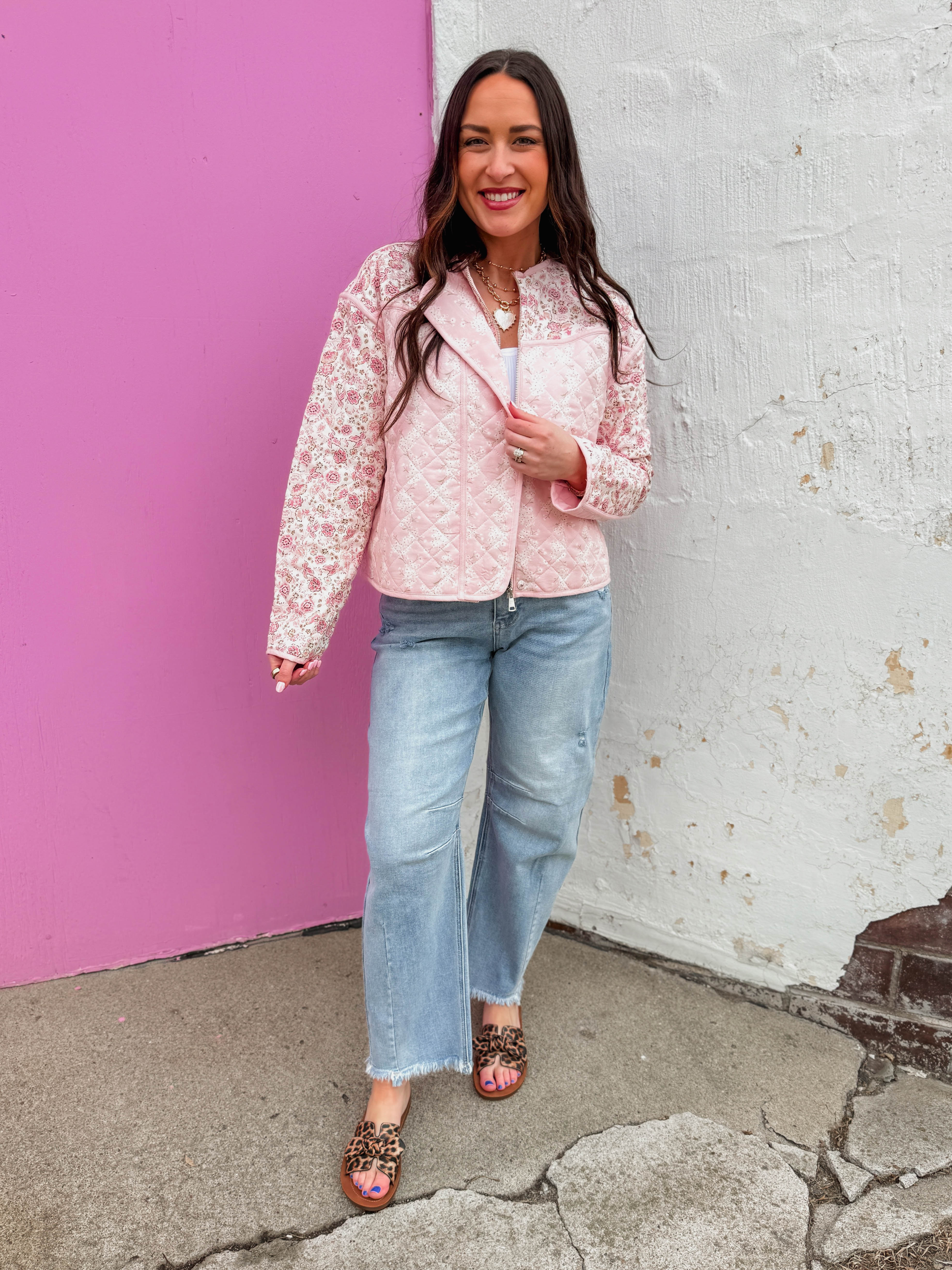 Pink Petals Quilted Jacket - Image 2