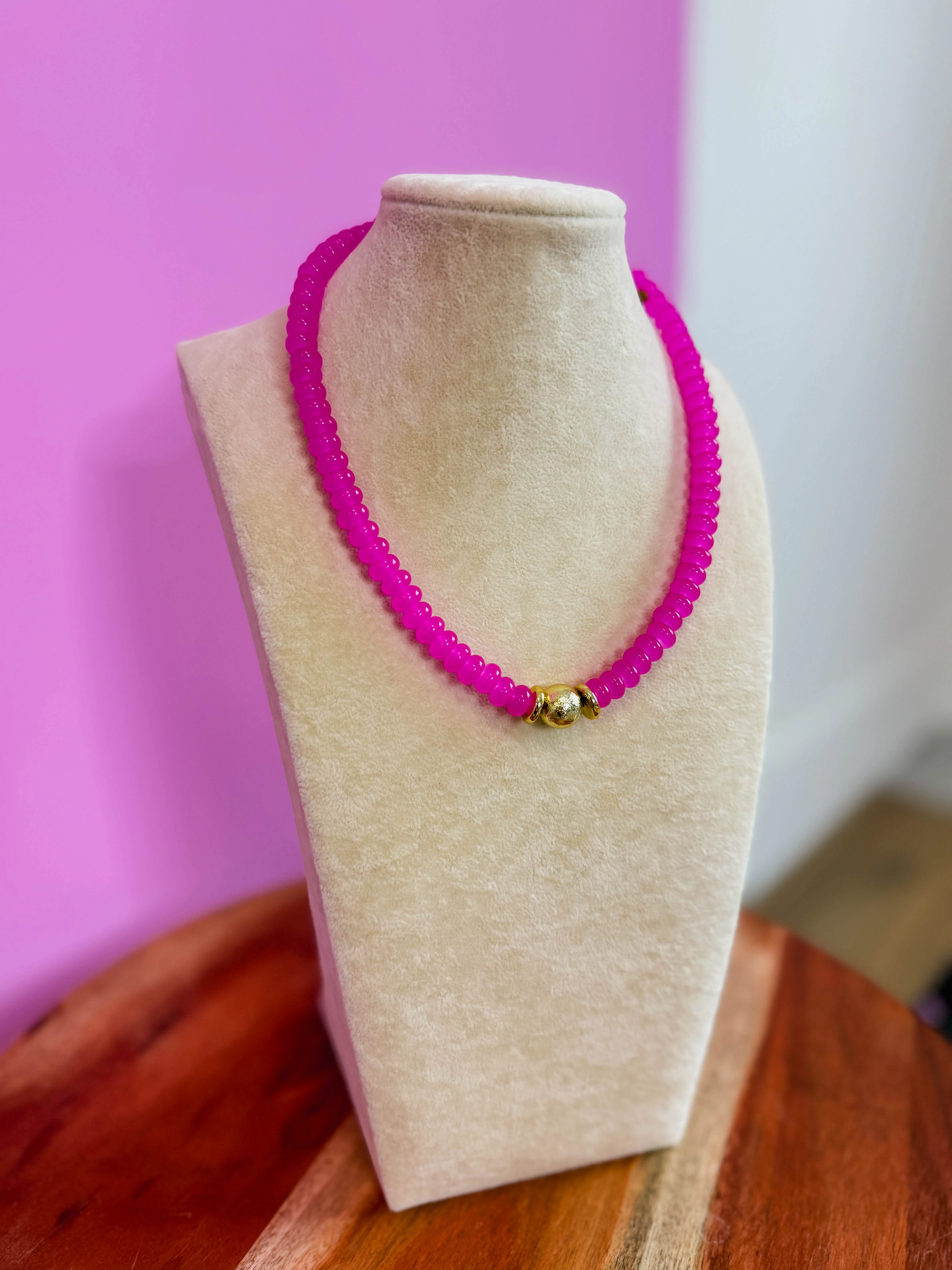 Pink Pop Beaded Necklace - Image 2