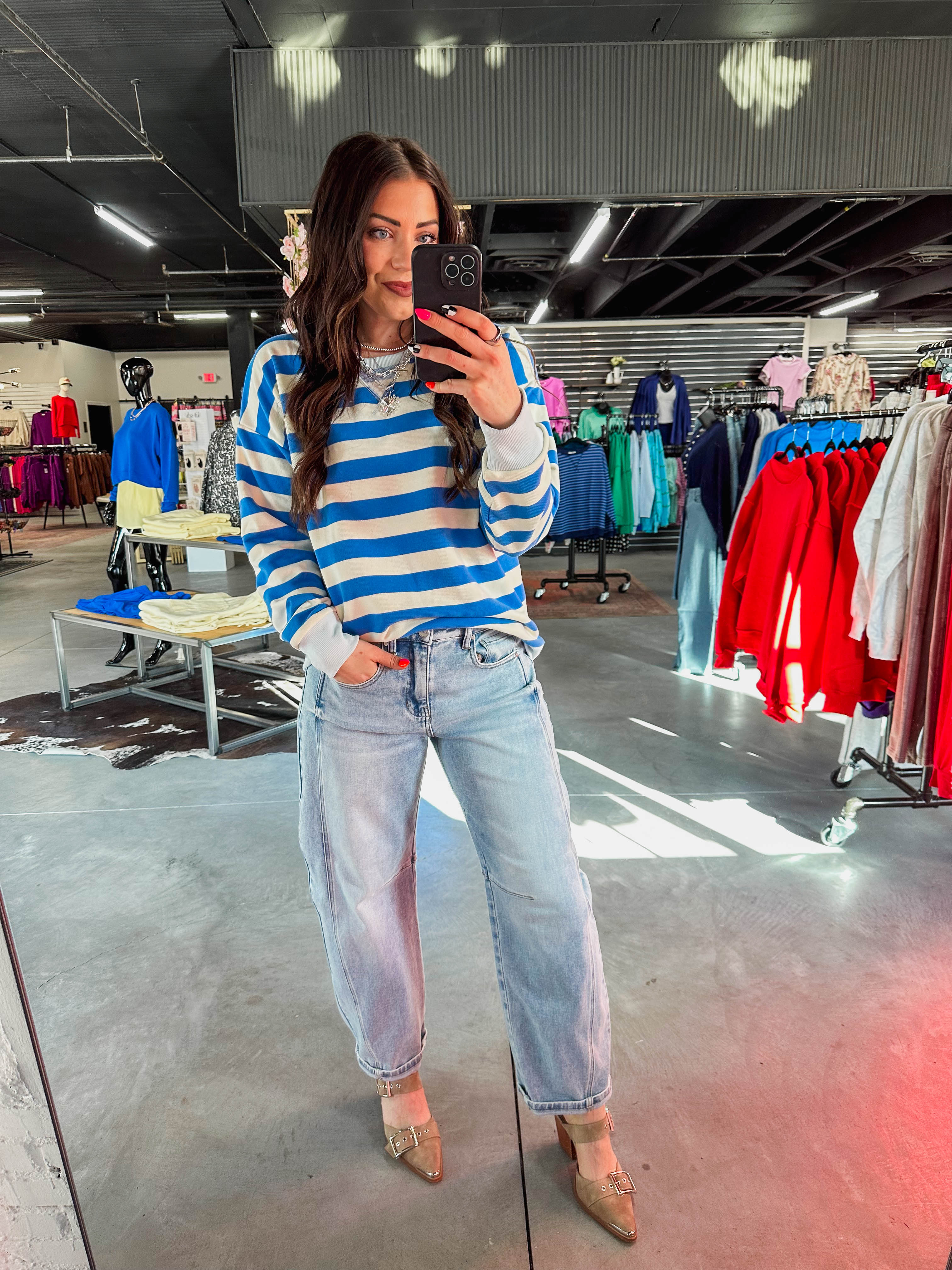Play It Cool Striped Pullover-Ocean Blue - Image 10