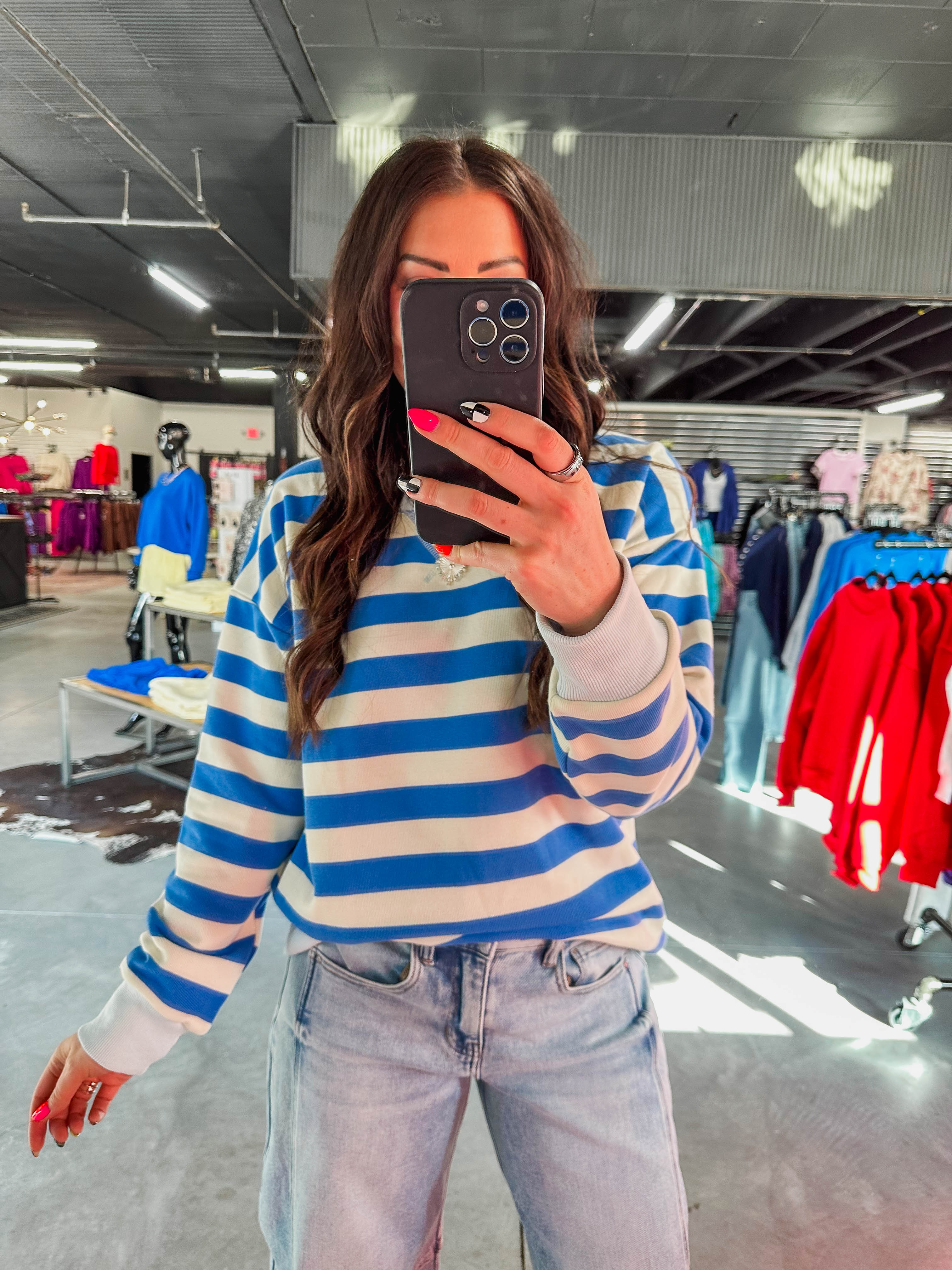 Play It Cool Striped Pullover-Ocean Blue - Image 7
