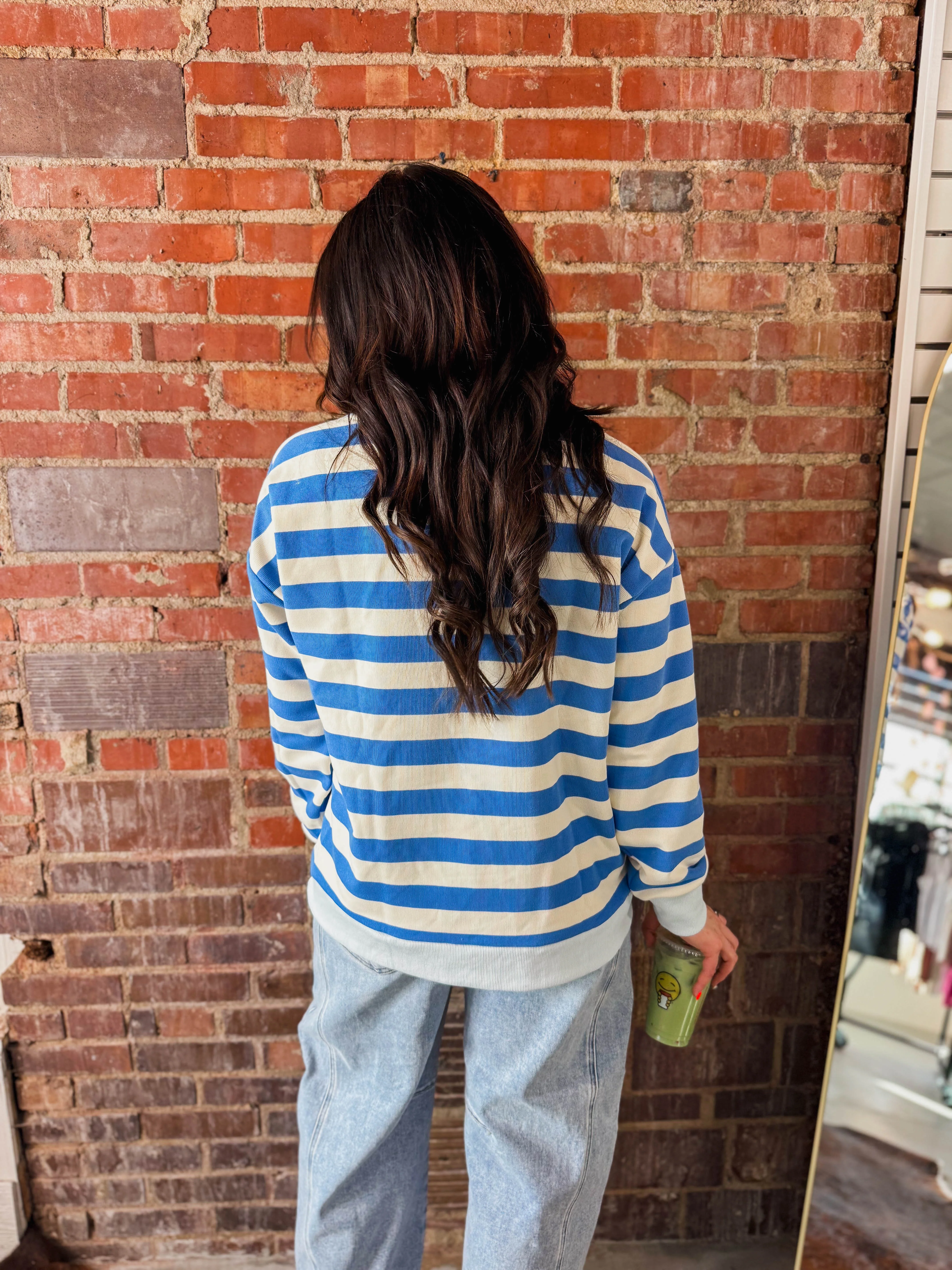Play It Cool Striped Pullover-Ocean Blue - Image 8