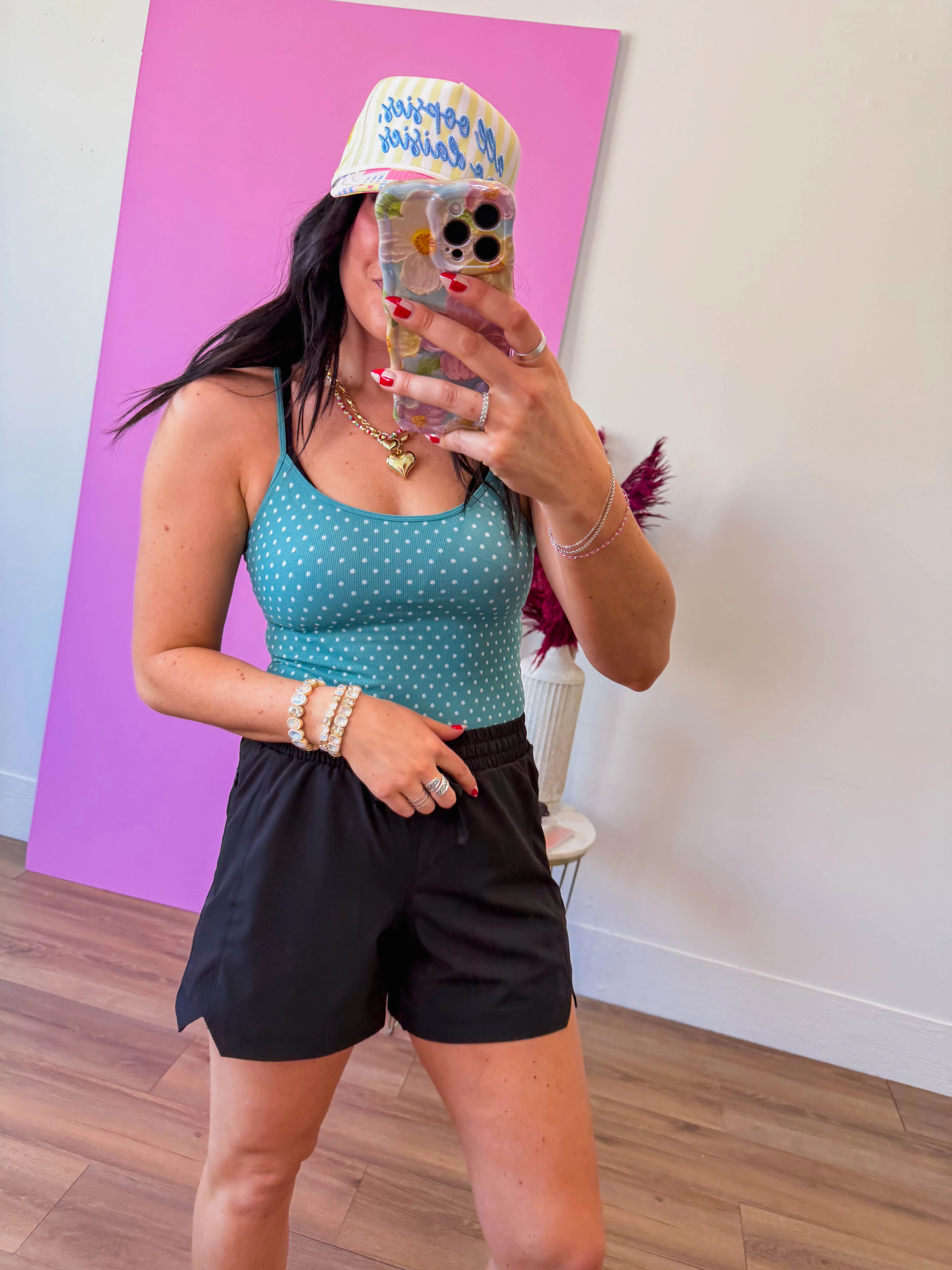 Polka Dot Cami-Dusty Teal - Image 3