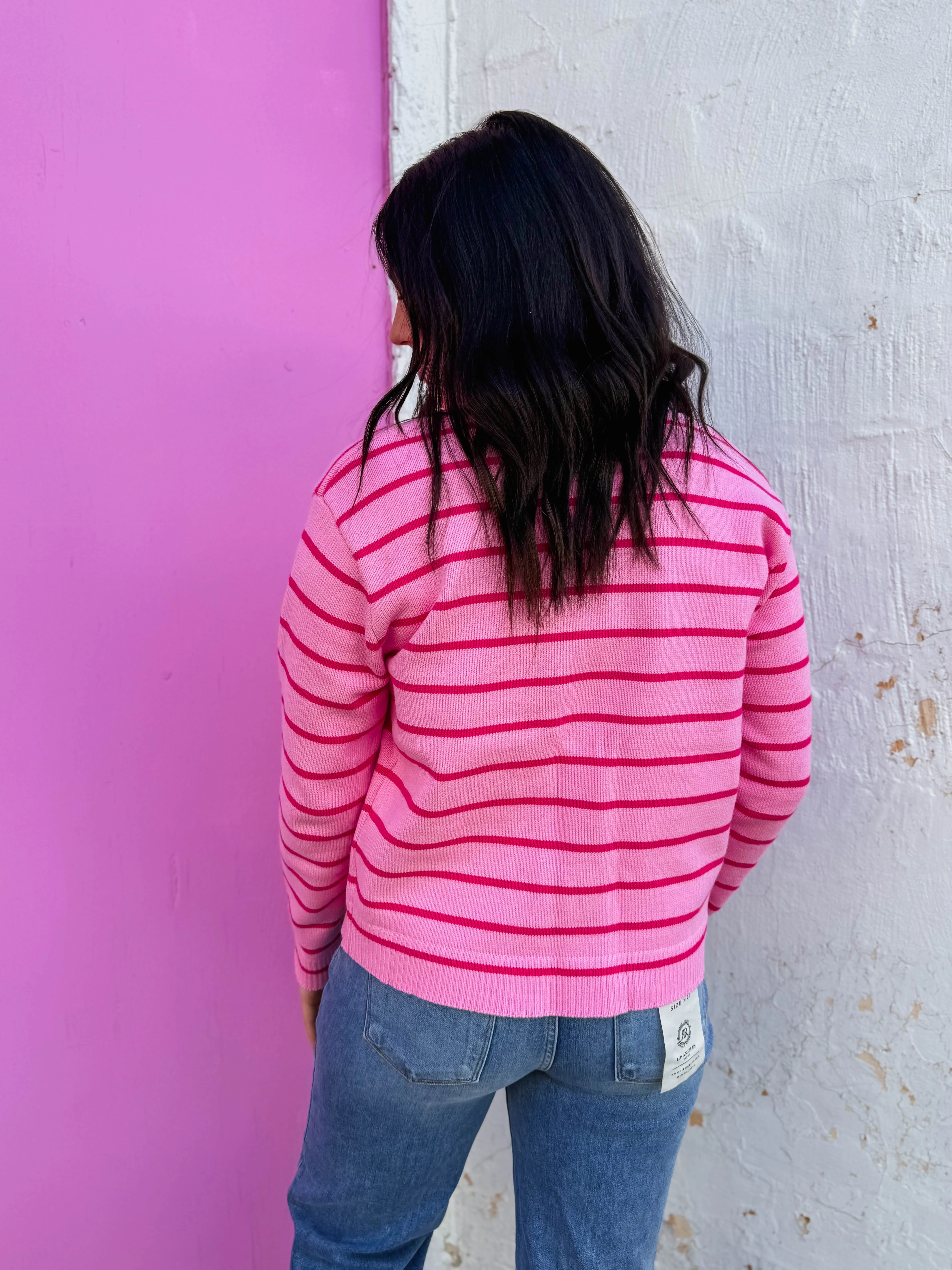 Pop Of Pink Striped Cardigan - Image 7