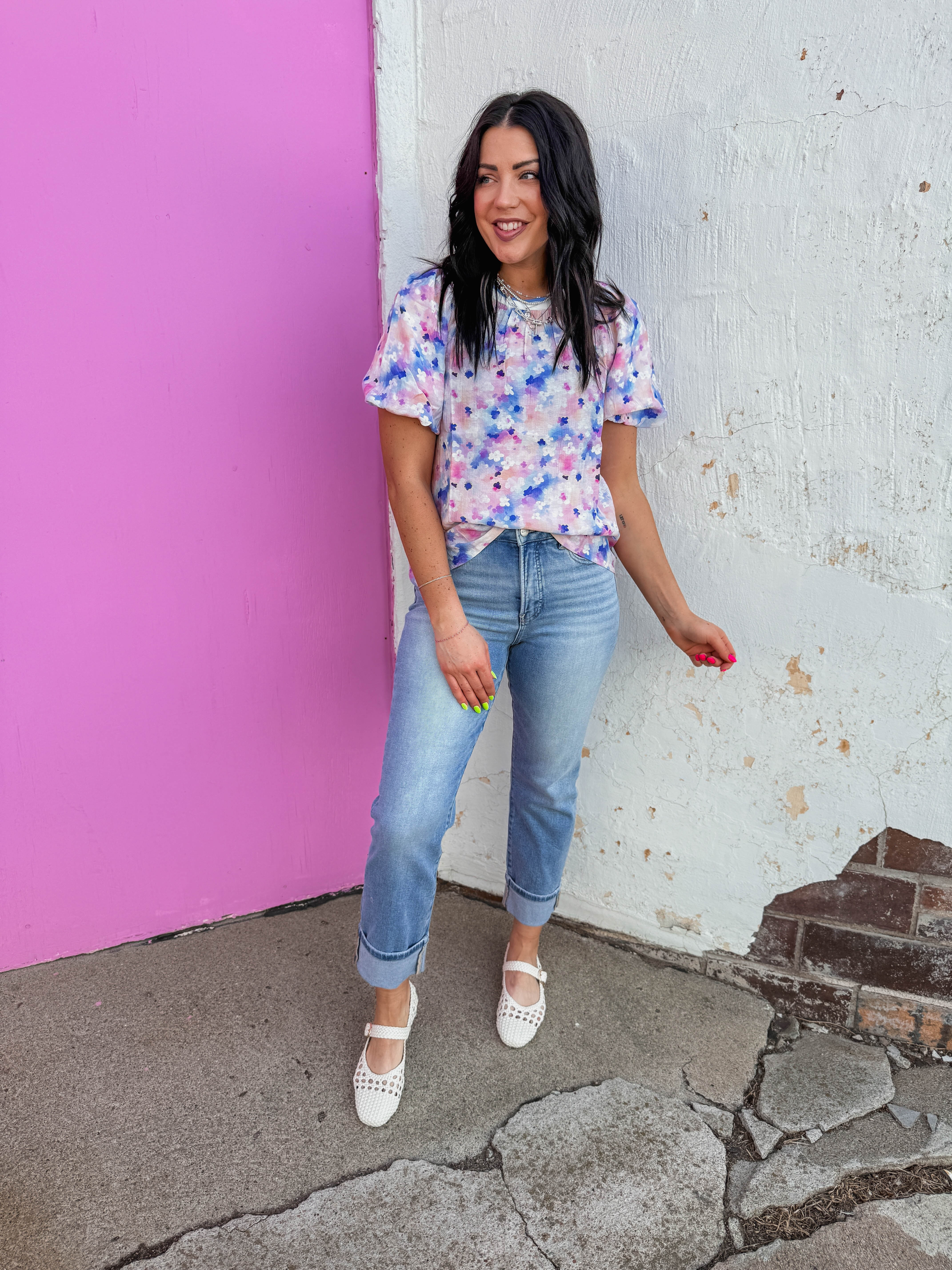 Presley Floral Top-Lavender/Blue - Image 2