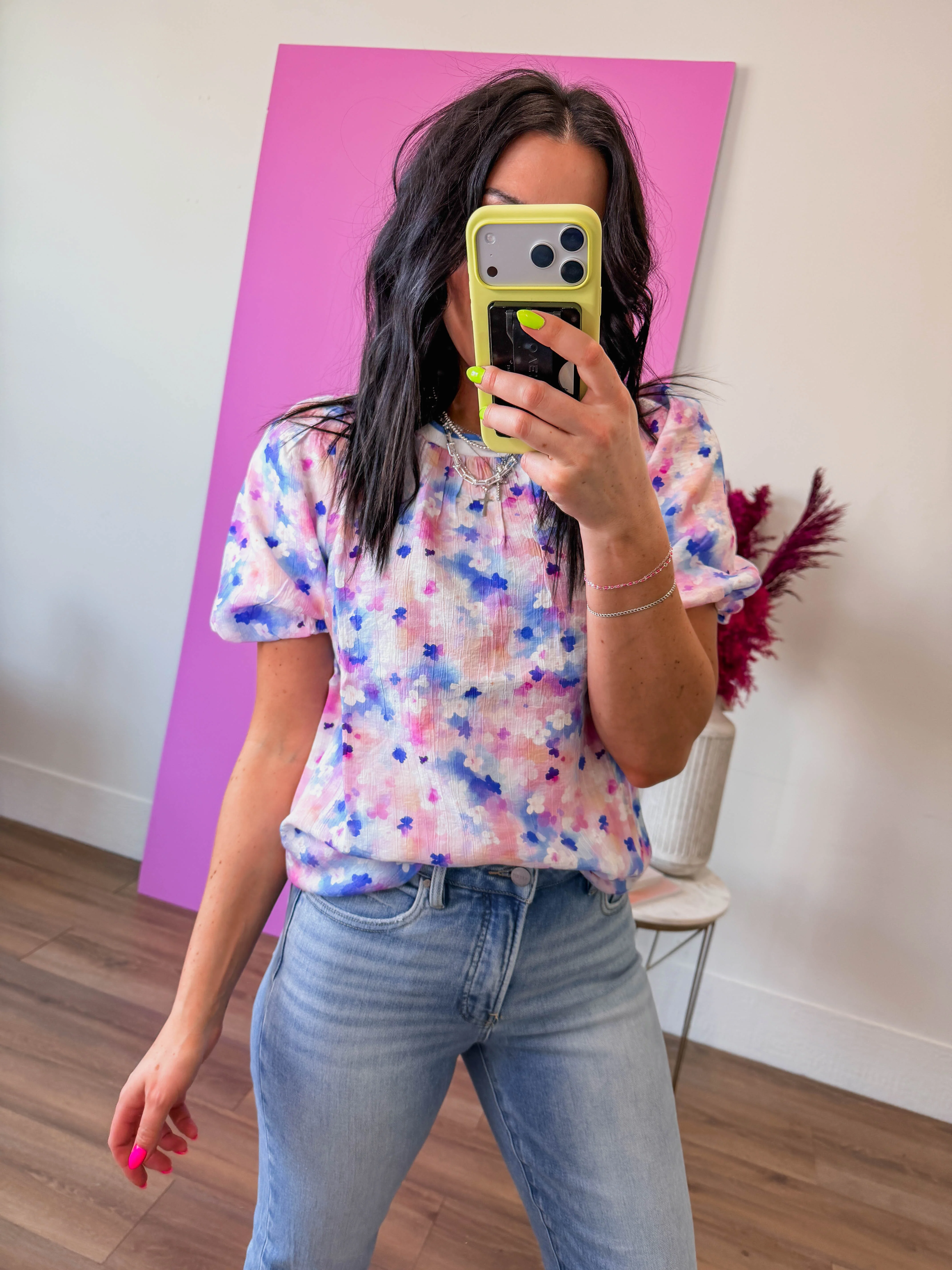 Presley Floral Top-Lavender/Blue - Image 3