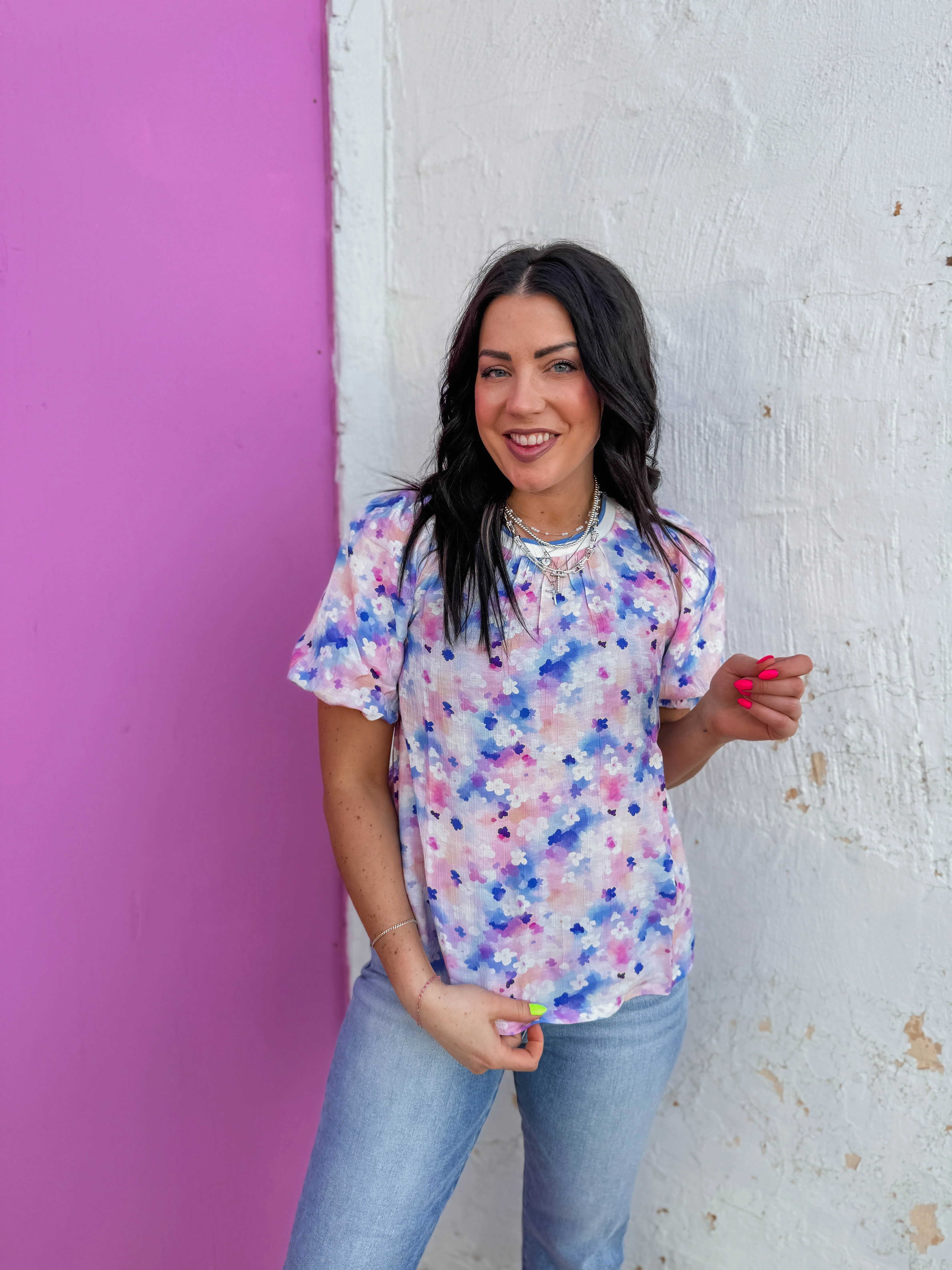 Presley Floral Top-Lavender/Blue - Image 5