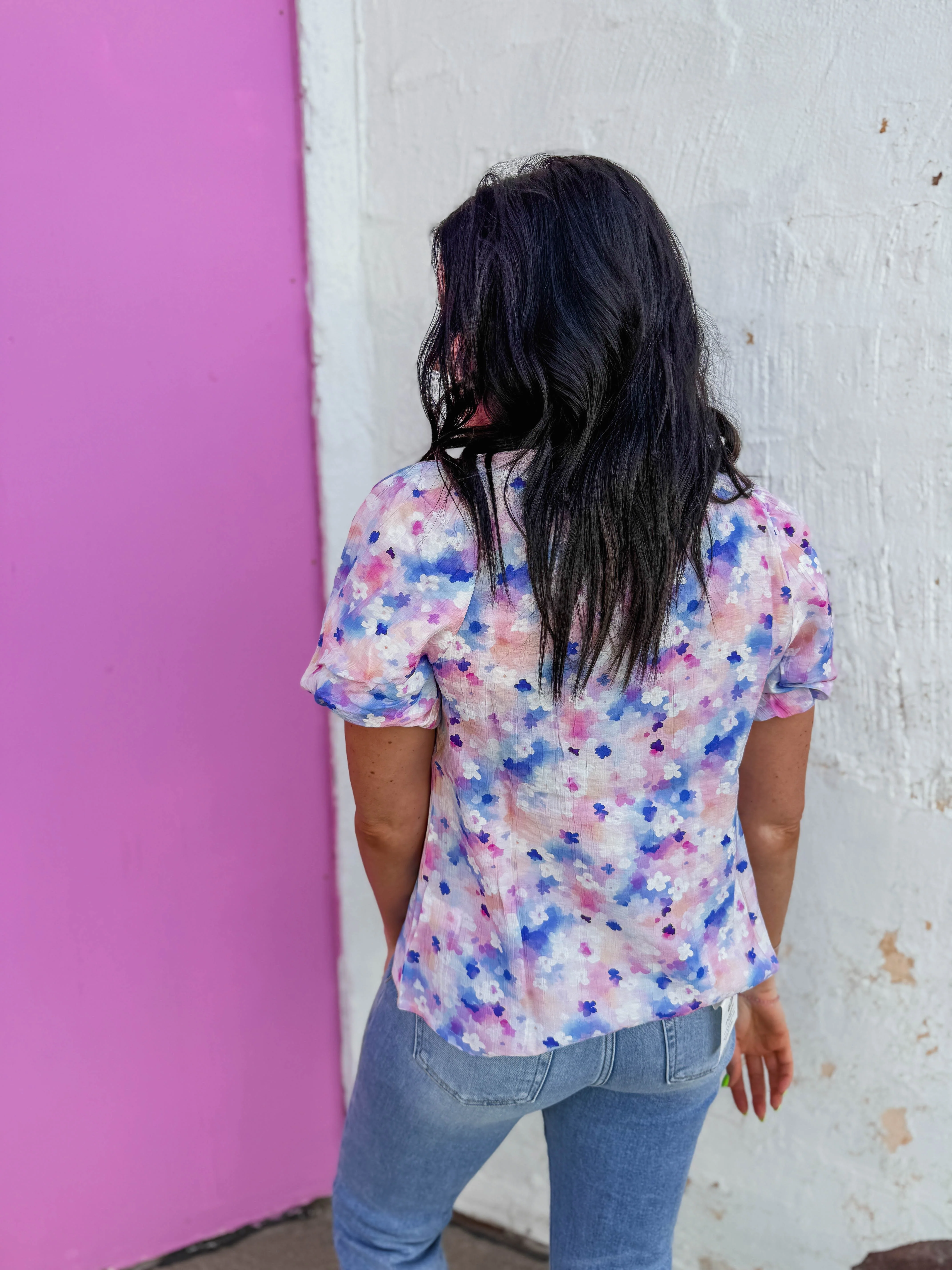 Presley Floral Top-Lavender/Blue - Image 7