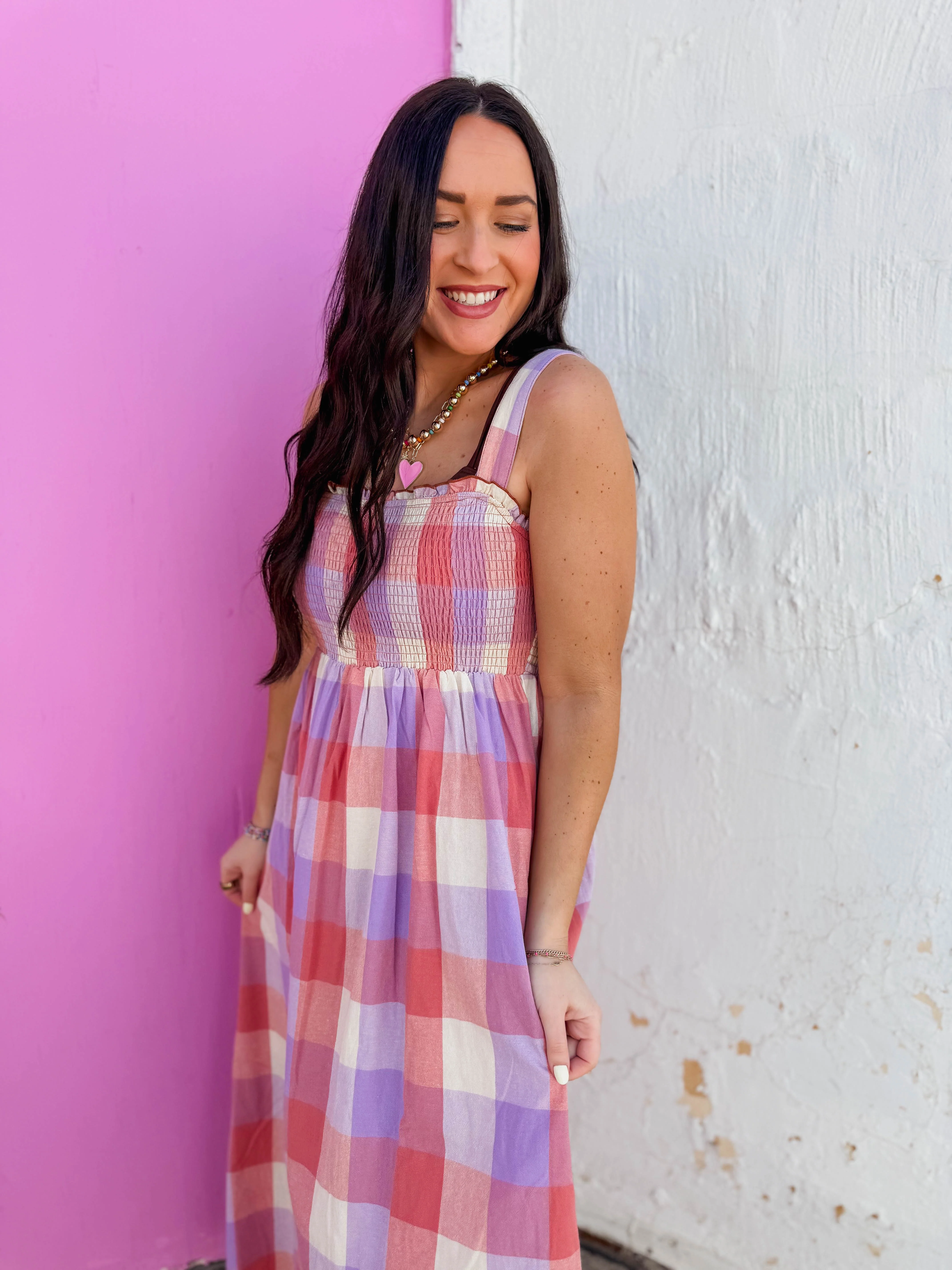 Pretty In Plaid Midi Dress - Image 4