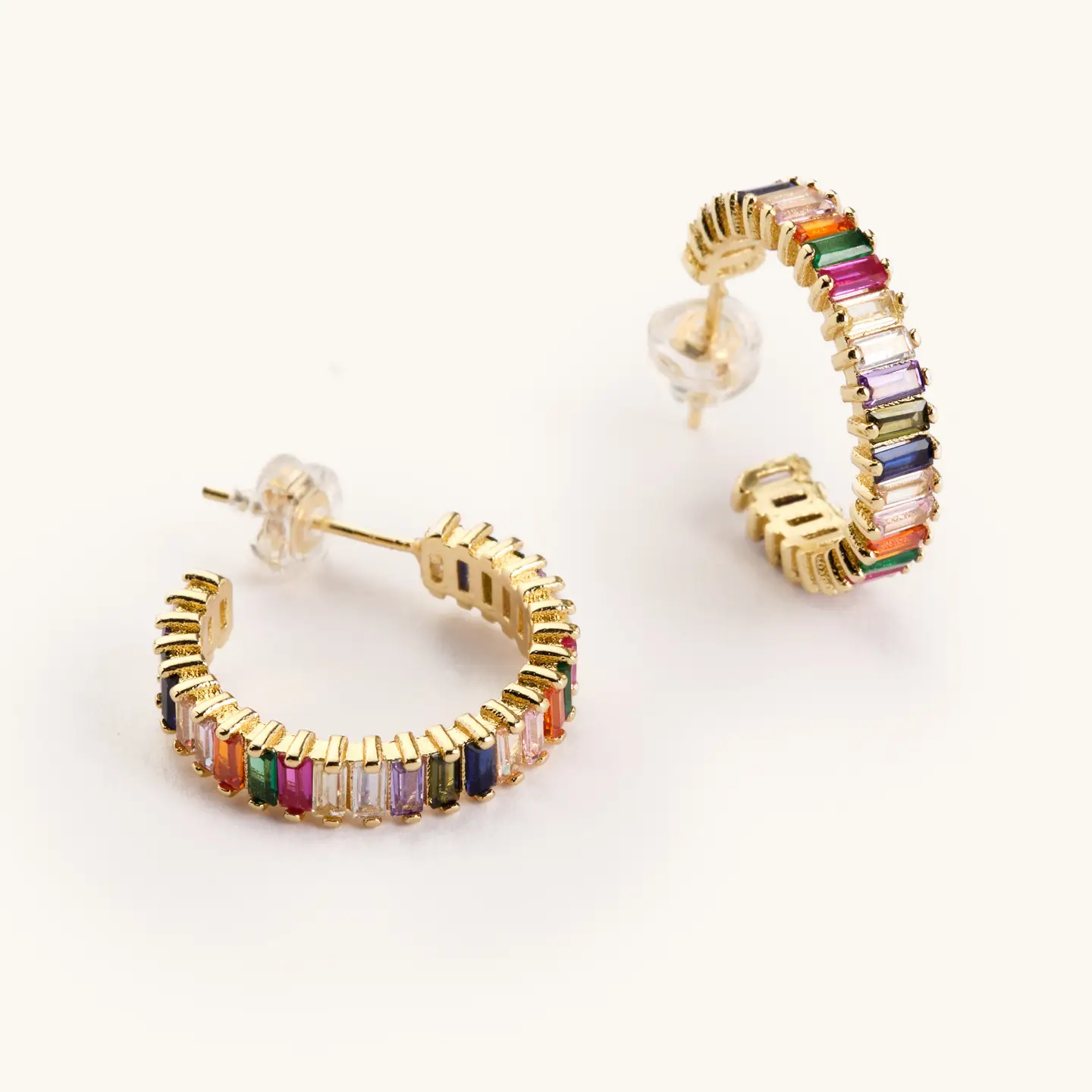 Rainbow Shimmer Hoops-Gold