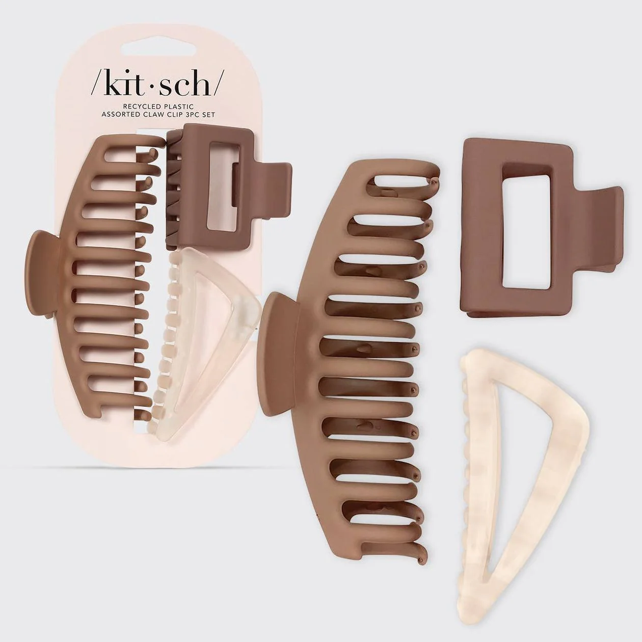 Recycled Plastic Assorted Claw Clip 3pc-Oversized