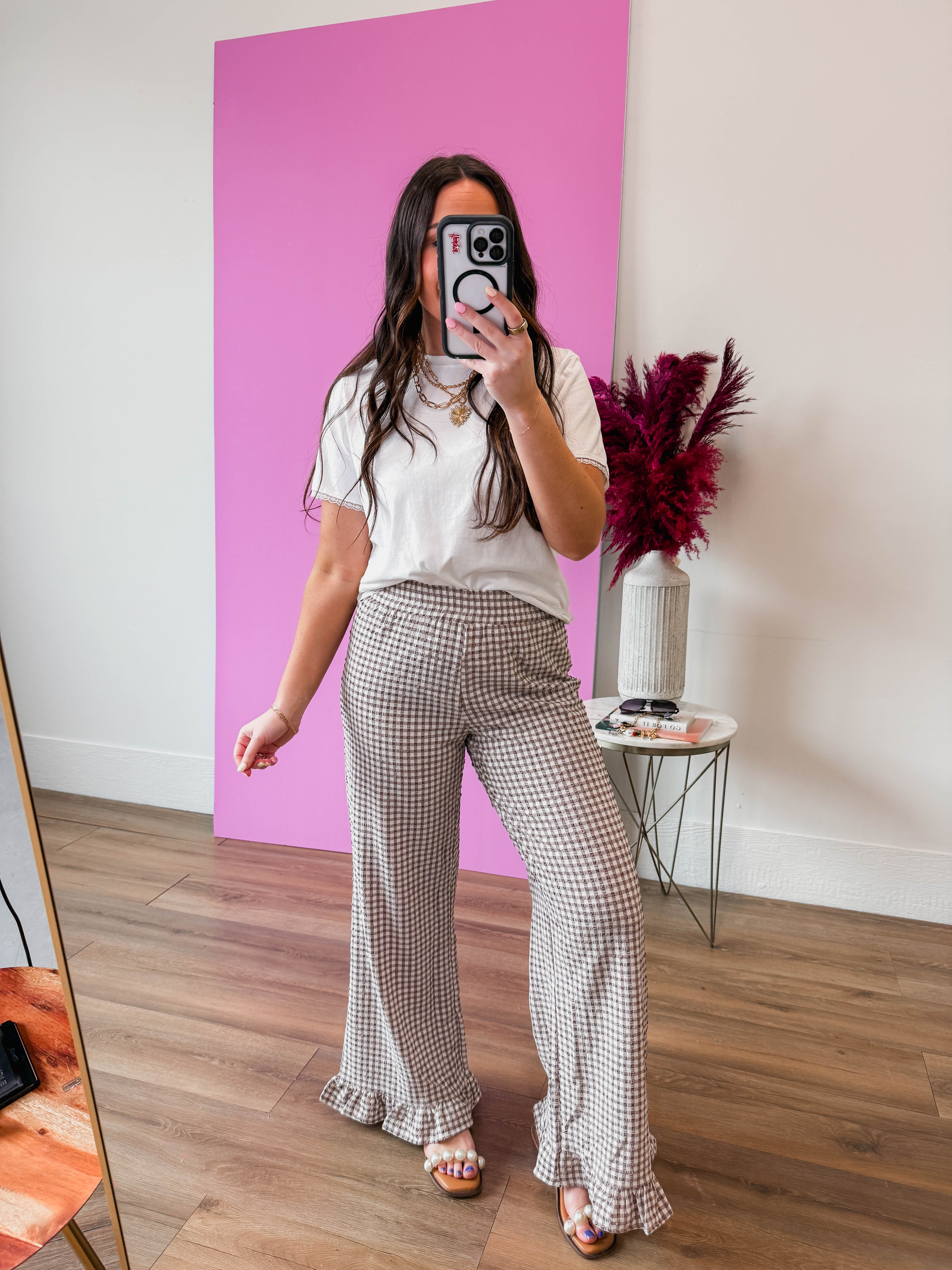Remi Gingham Pants-Brown - Image 8
