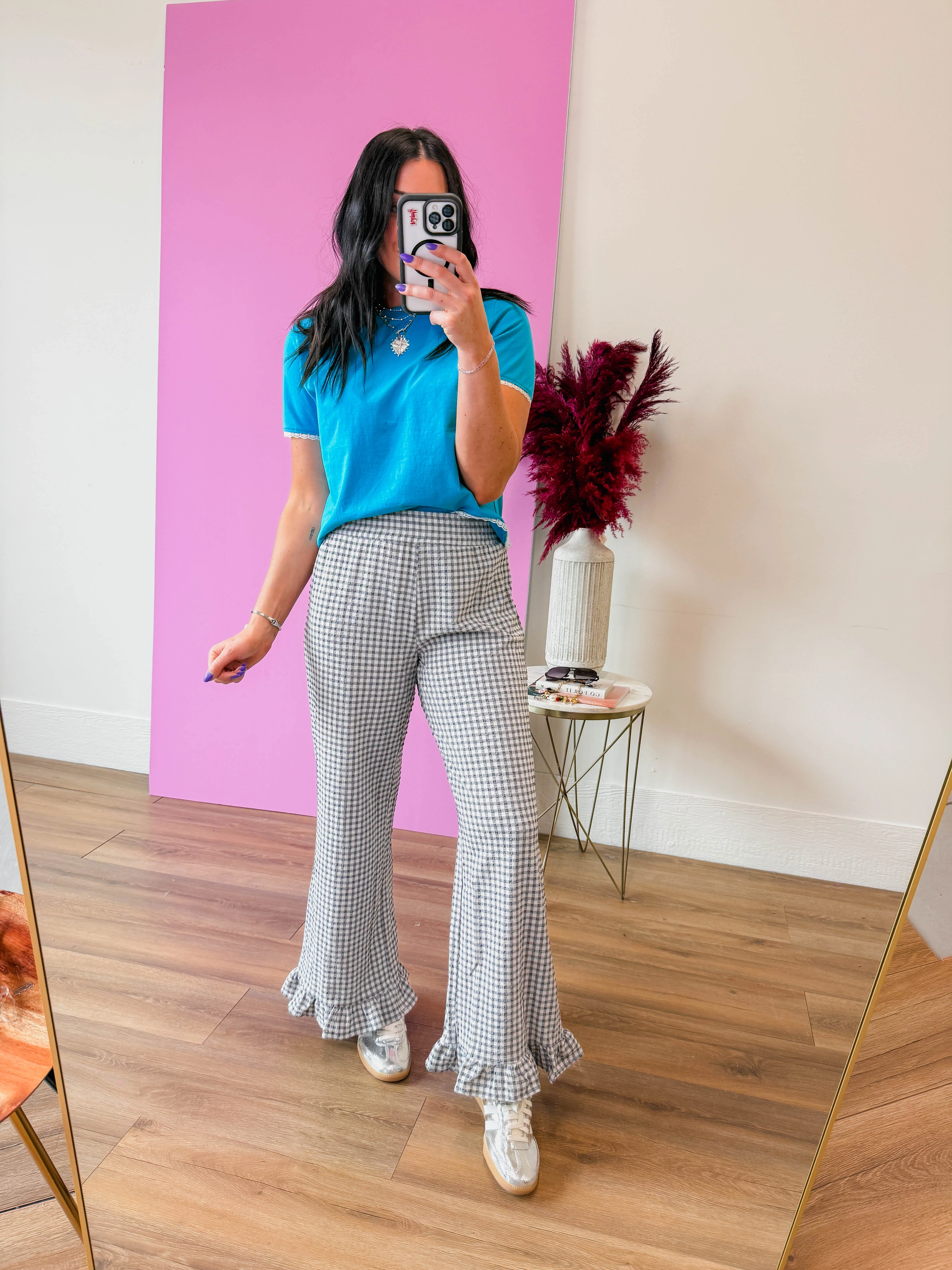 Remi Gingham Pants-Black - Image 8