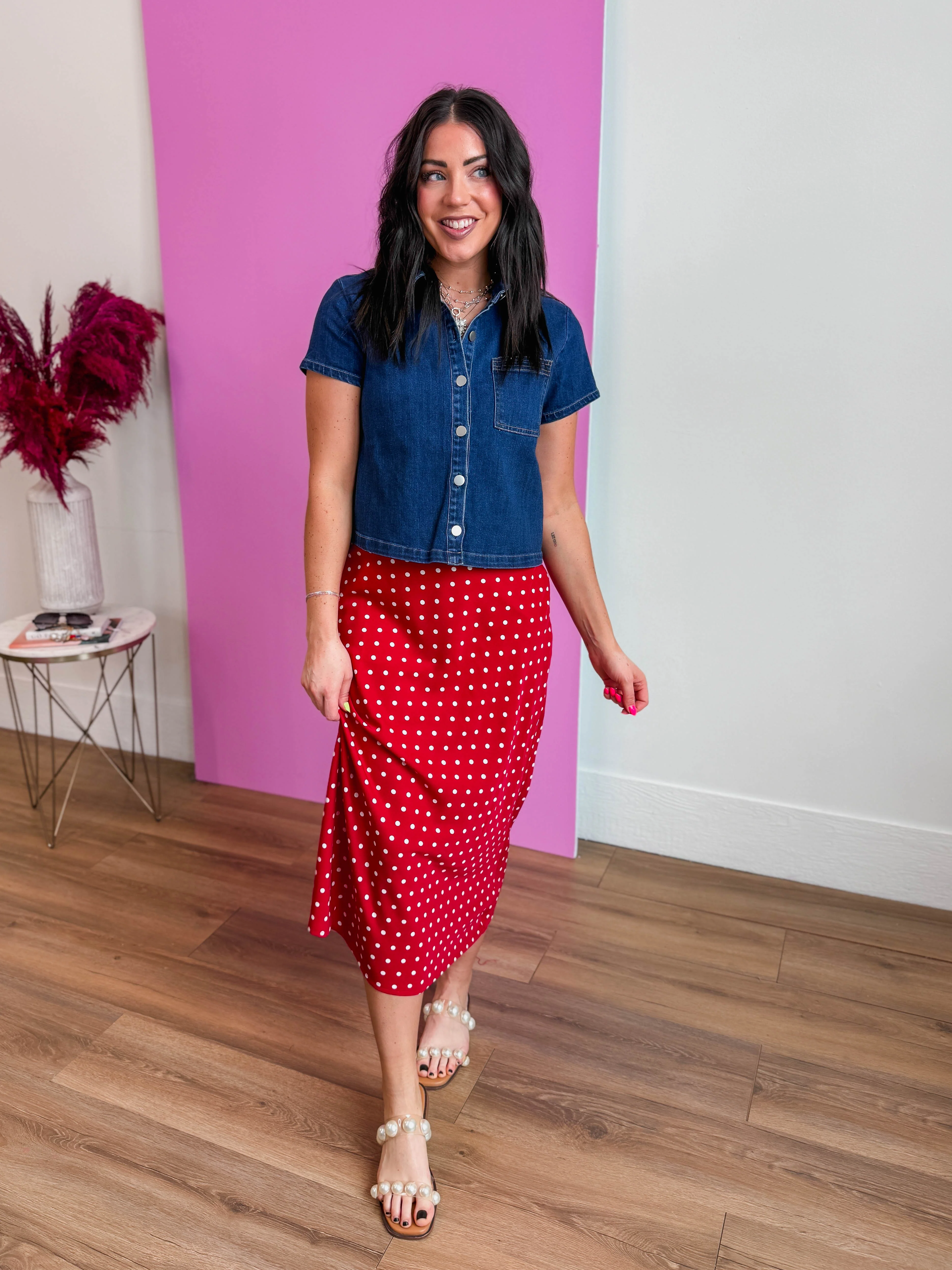Ruby Polka Dot Midi Skirt - Image 3