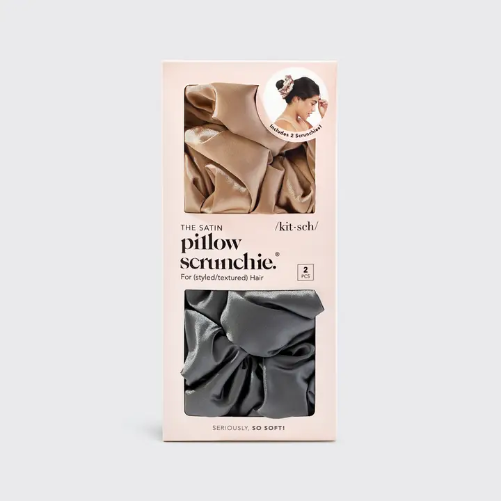 Satin Sleep Pillow Scrunchies - Charcoal/Gold - Image 6