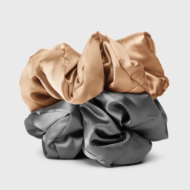 Satin Sleep Pillow Scrunchies - Charcoal/Gold - Image 8