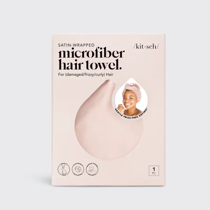 Satin-Wrapped Hair Towel - Blush - Image 4