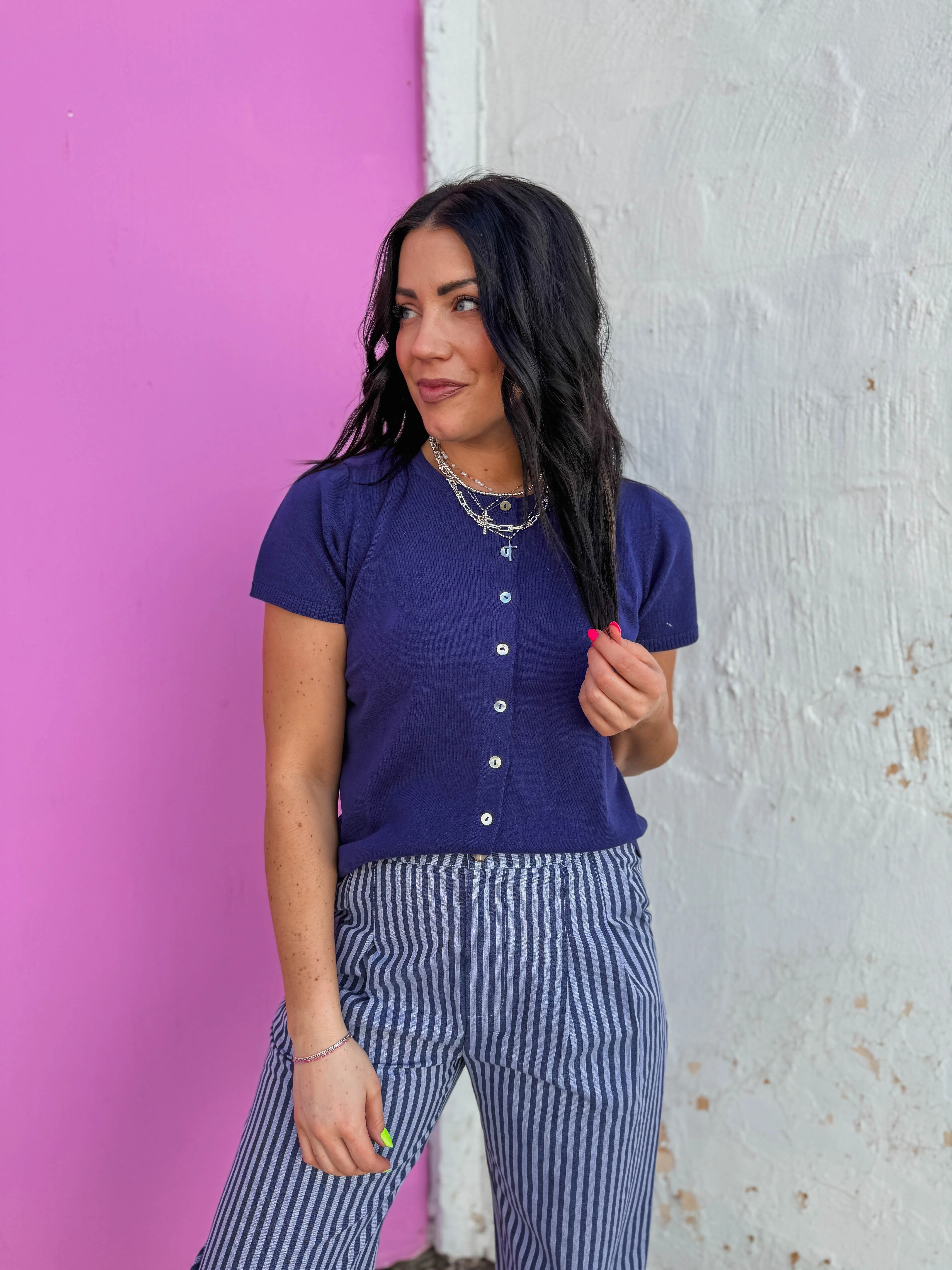 Shay Knit Top-Navy - Image 3