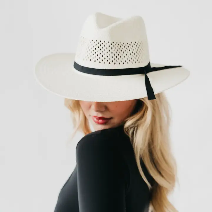 Shell Beach Western Sun Hat-Black Bow - Image 3