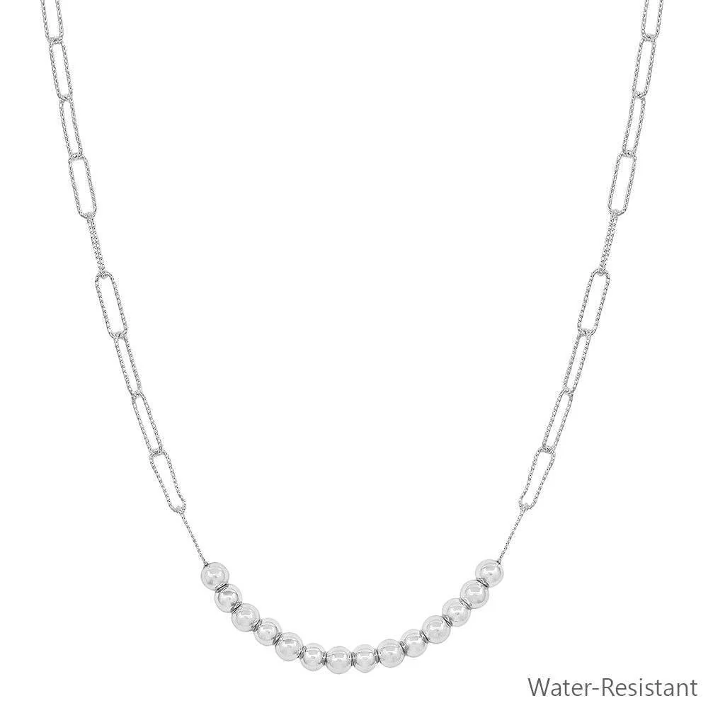 Silver Beaded Accent Chain Necklace - Image 3