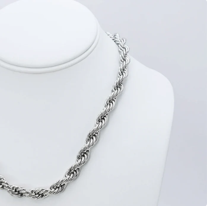 Silver Chunky Rope Necklace - Image 5