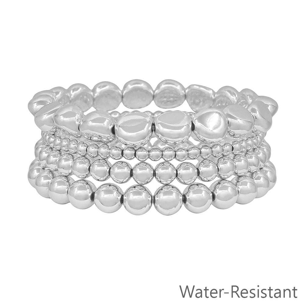 Silver Graduated Beaded Set Of 4 Bracelets - Image 4