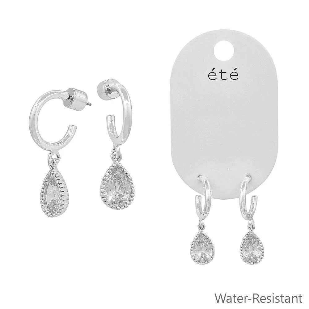 Silver Teardrop Rhinestone Huggies - Image 5
