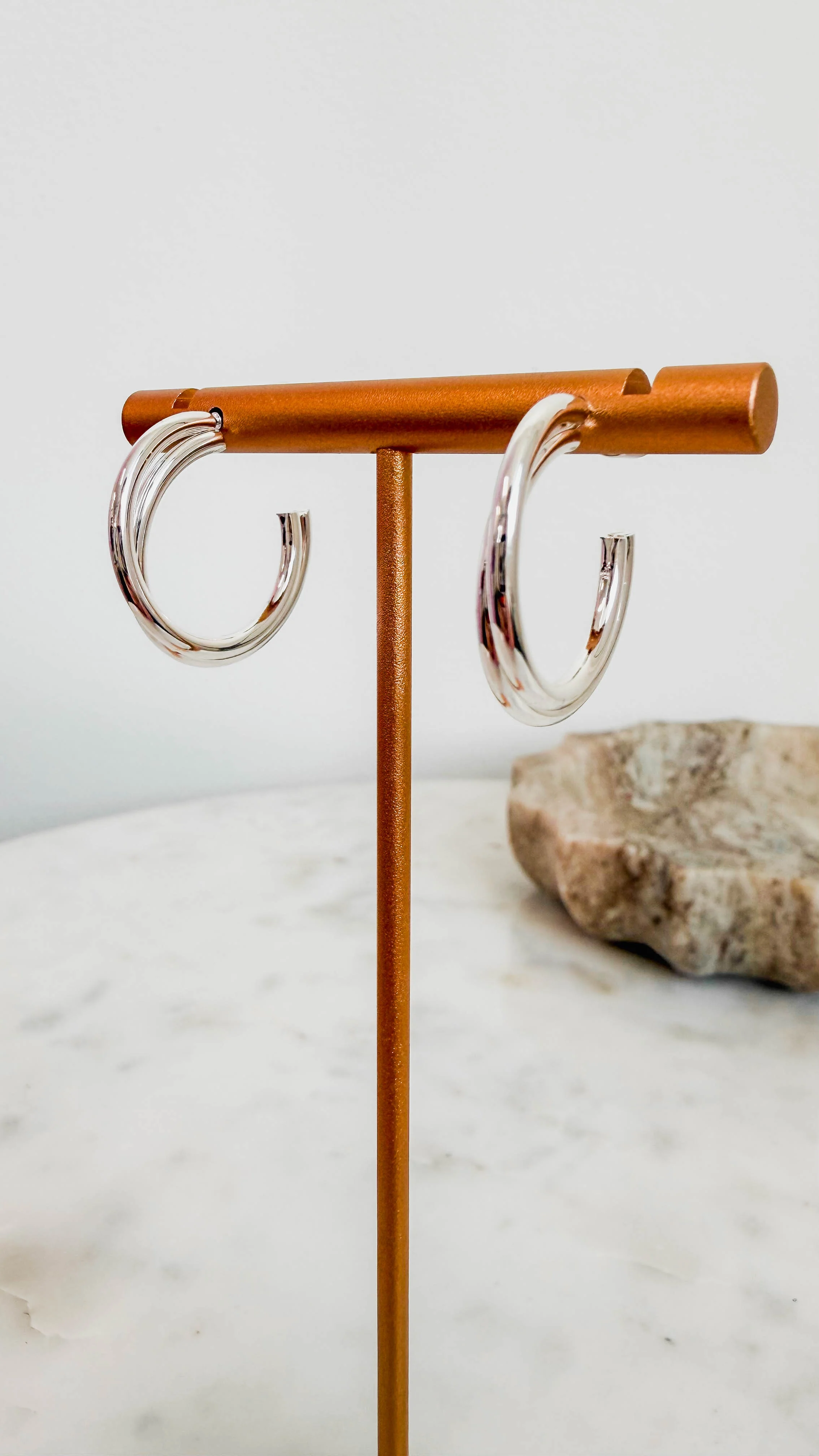 Silver Twisted Hoop Earring
