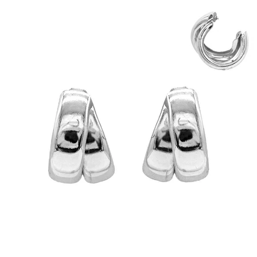 Silver 2 Layer .5" Hoop Earring