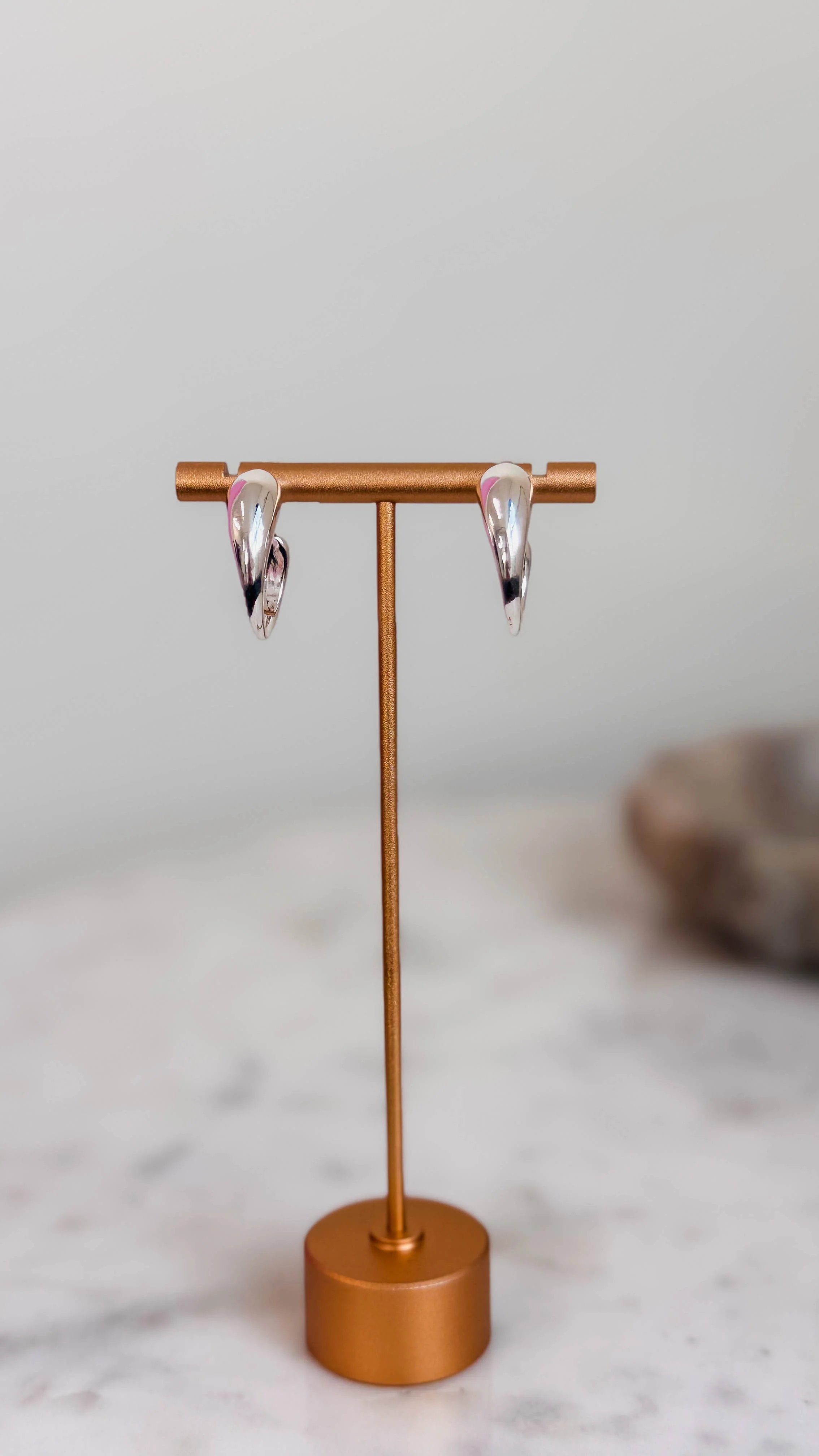 Silver Volumed Textured Hoops - Image 2