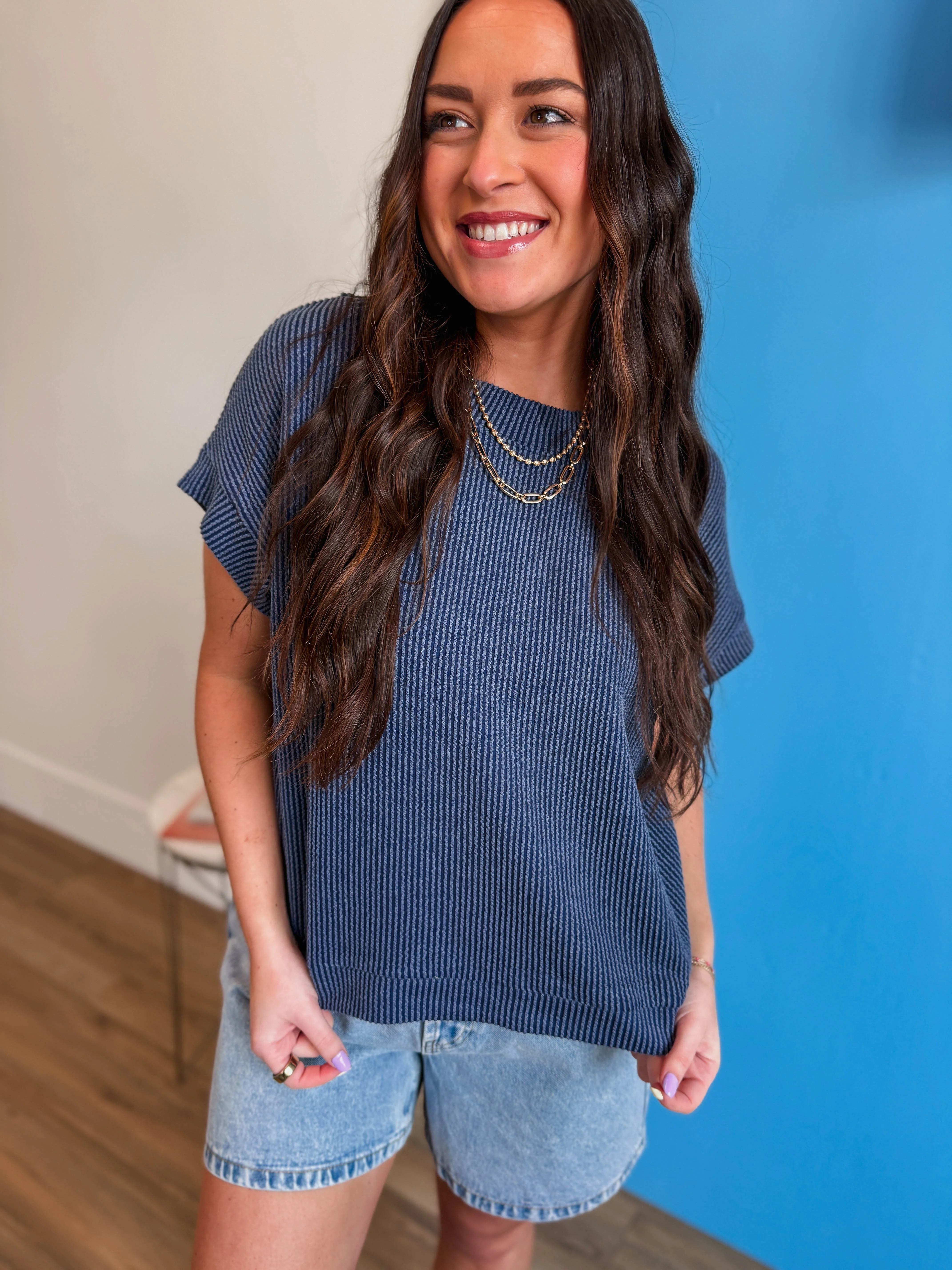 Simple Days Corded Top-Navy - Image 14