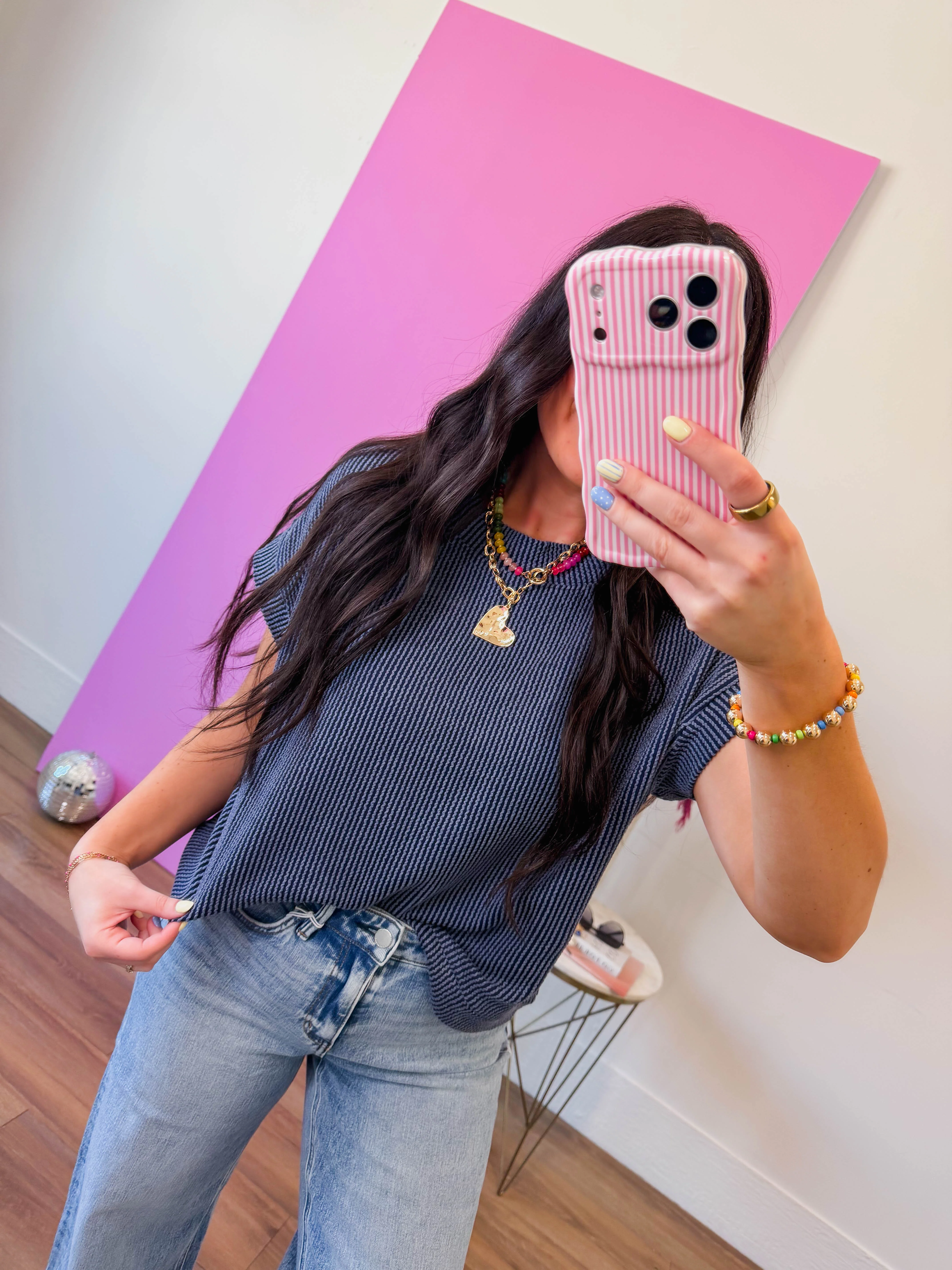 Simple Days Corded Top-Navy - Image 4