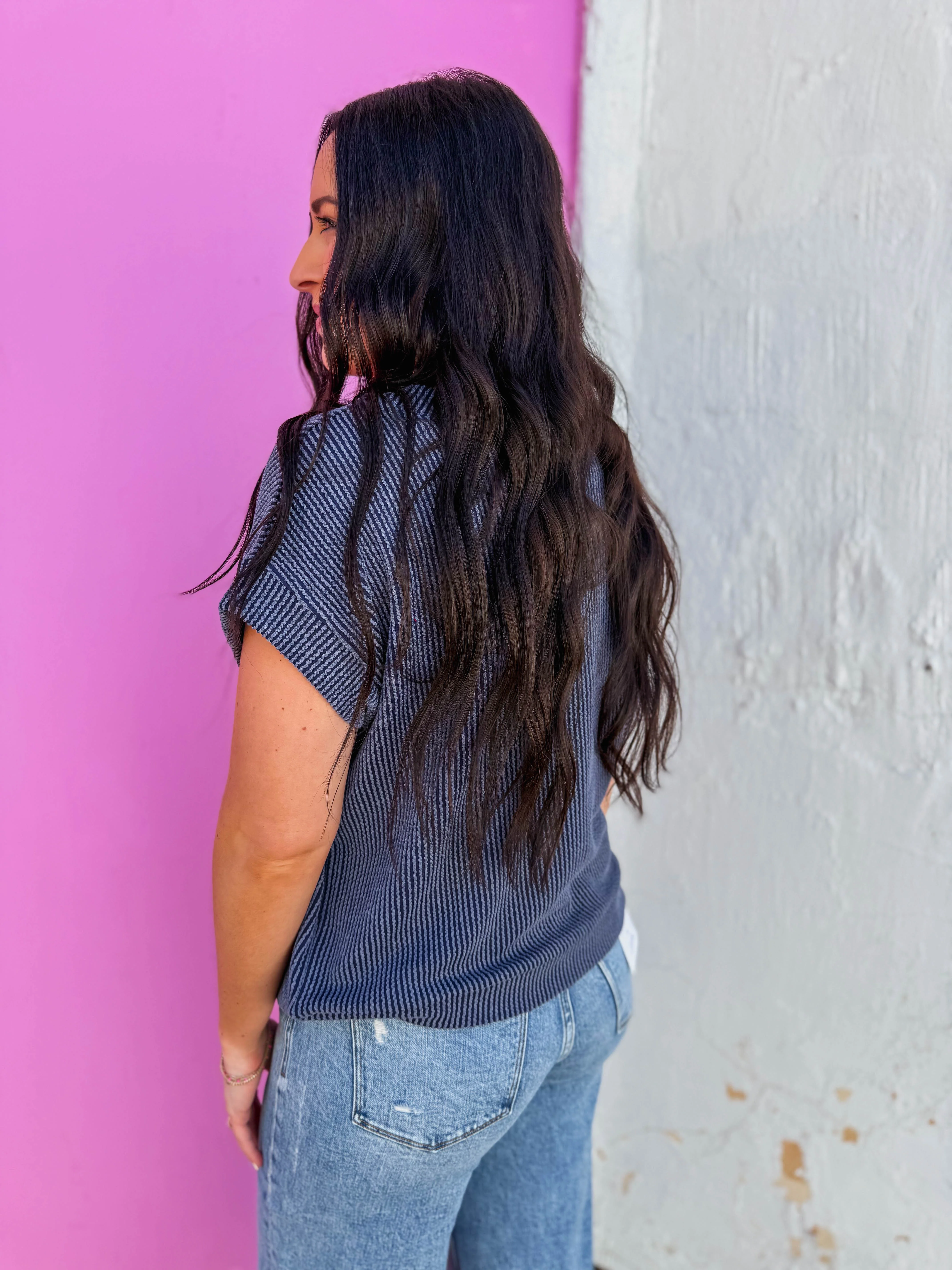Simple Days Corded Top-Navy - Image 7