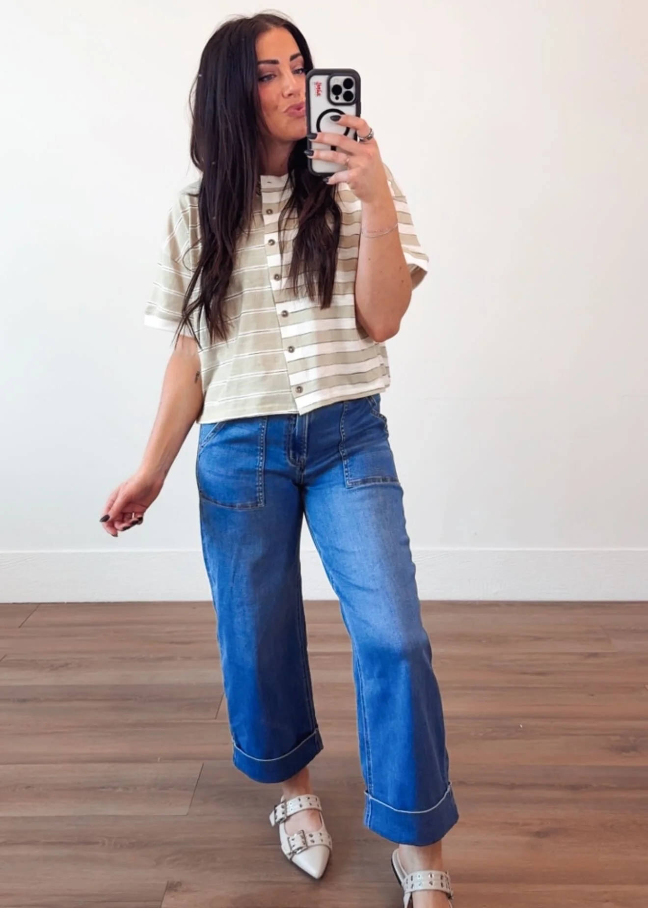 Sloane Striped Button Down Tee