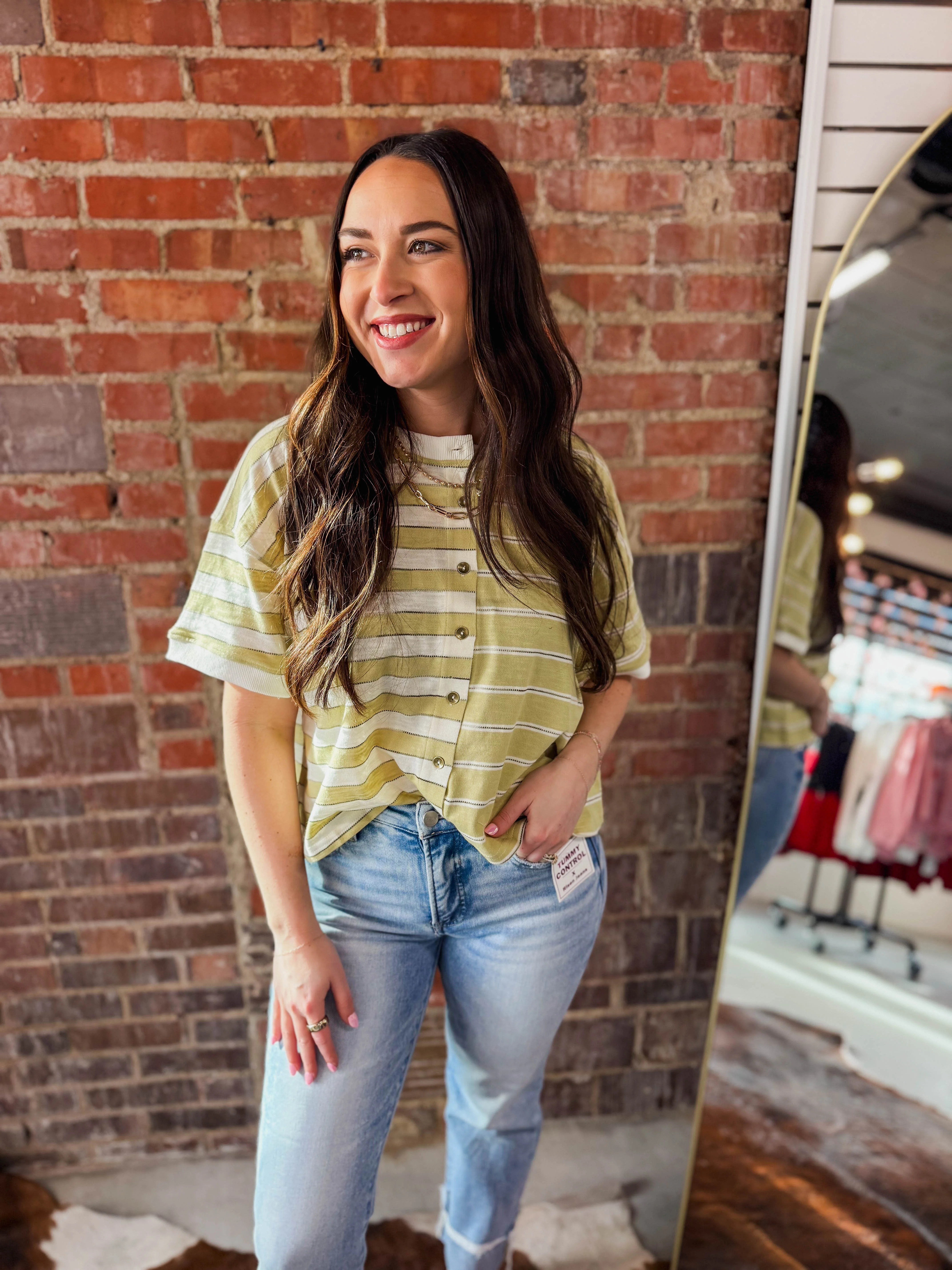 Sloane Striped Button Down Tee - Image 4