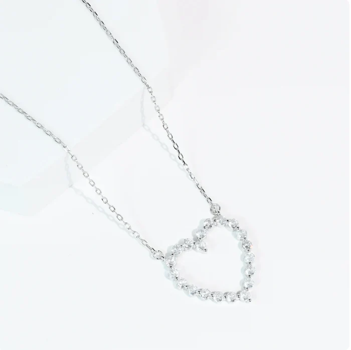 Sparkle Heart Necklace-Silver - Image 2