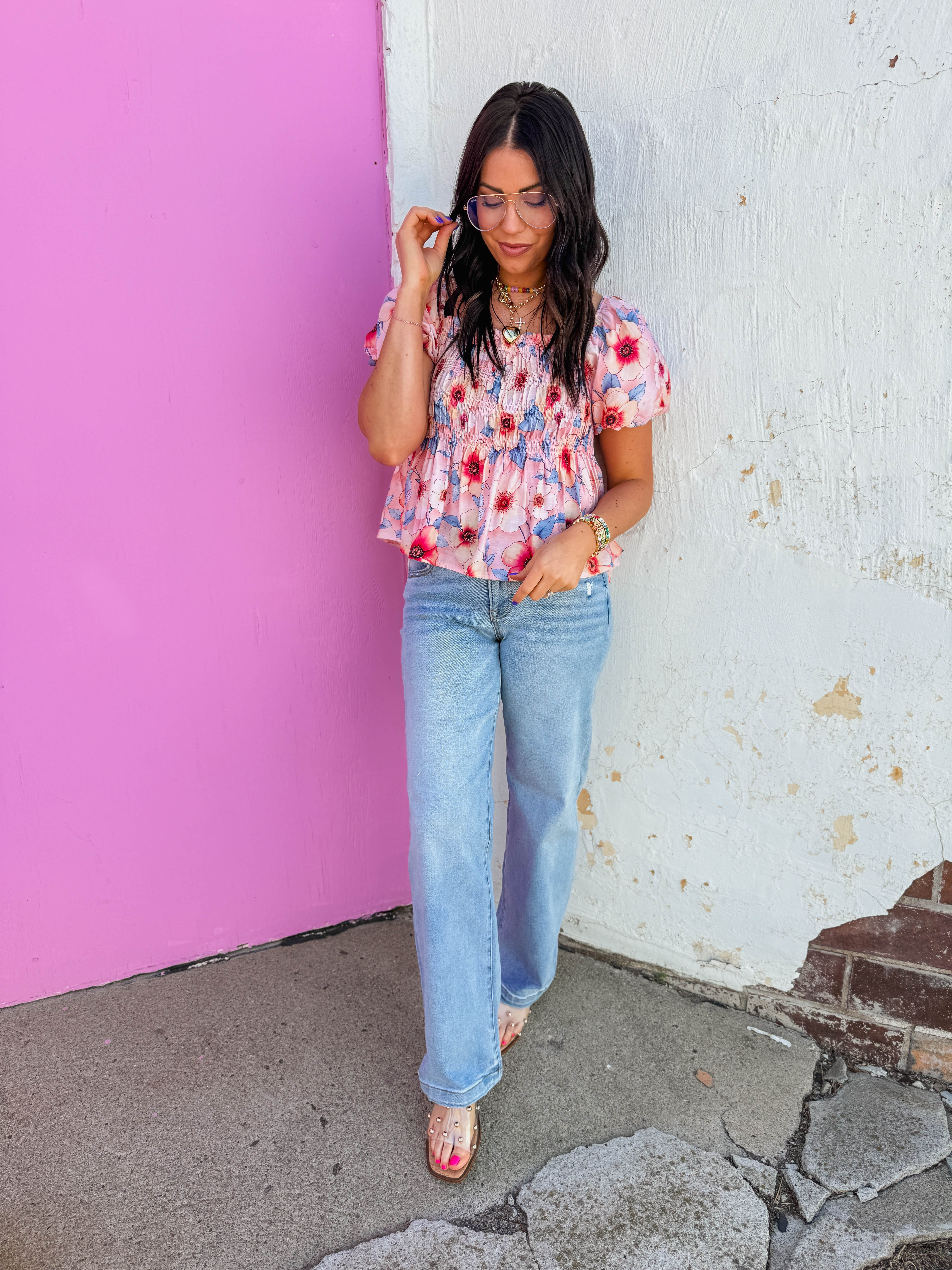 Summer Breeze Floral Top-Pink/Peach - Image 2