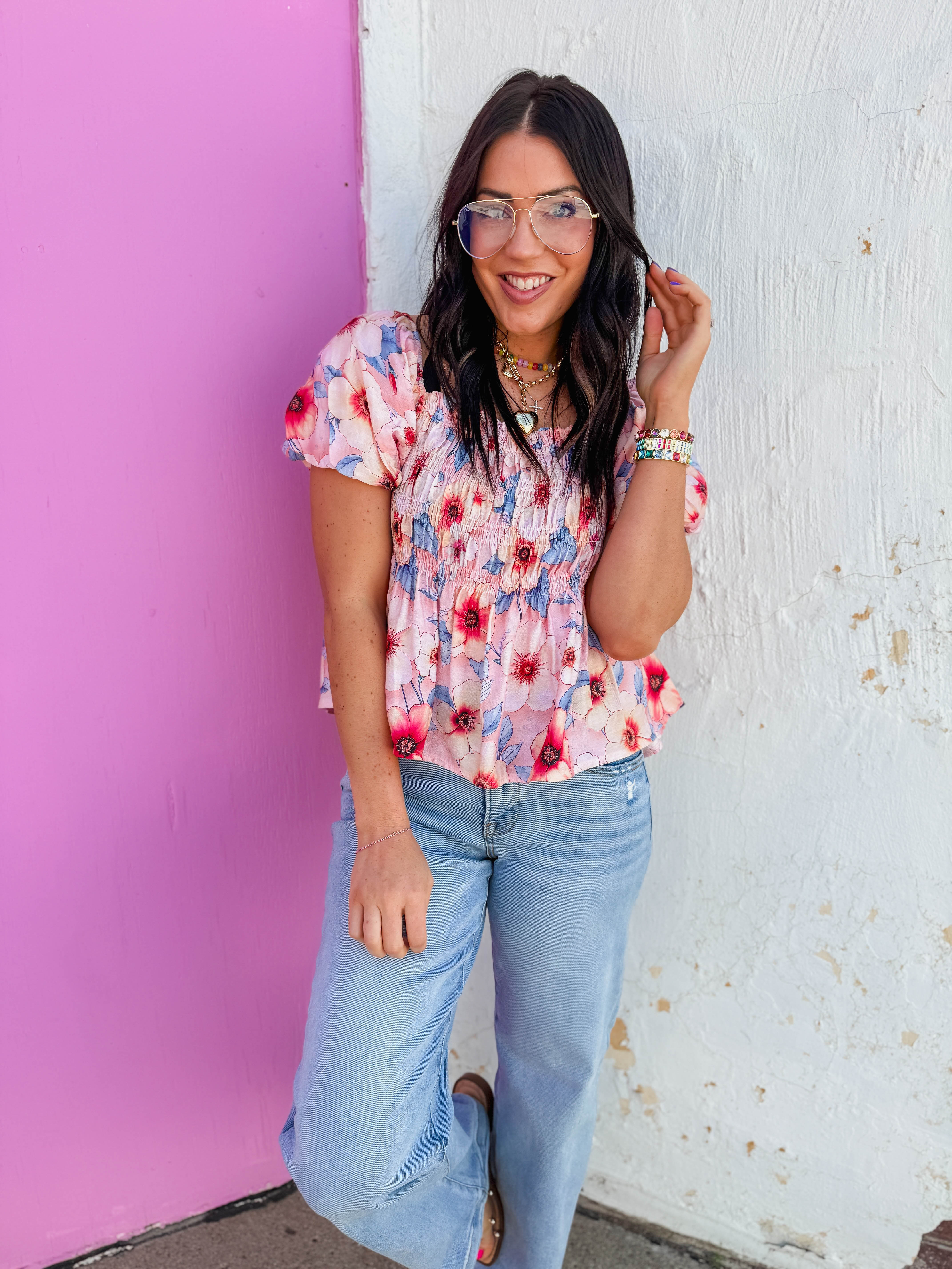 Summer Breeze Floral Top-Pink/Peach - Image 5