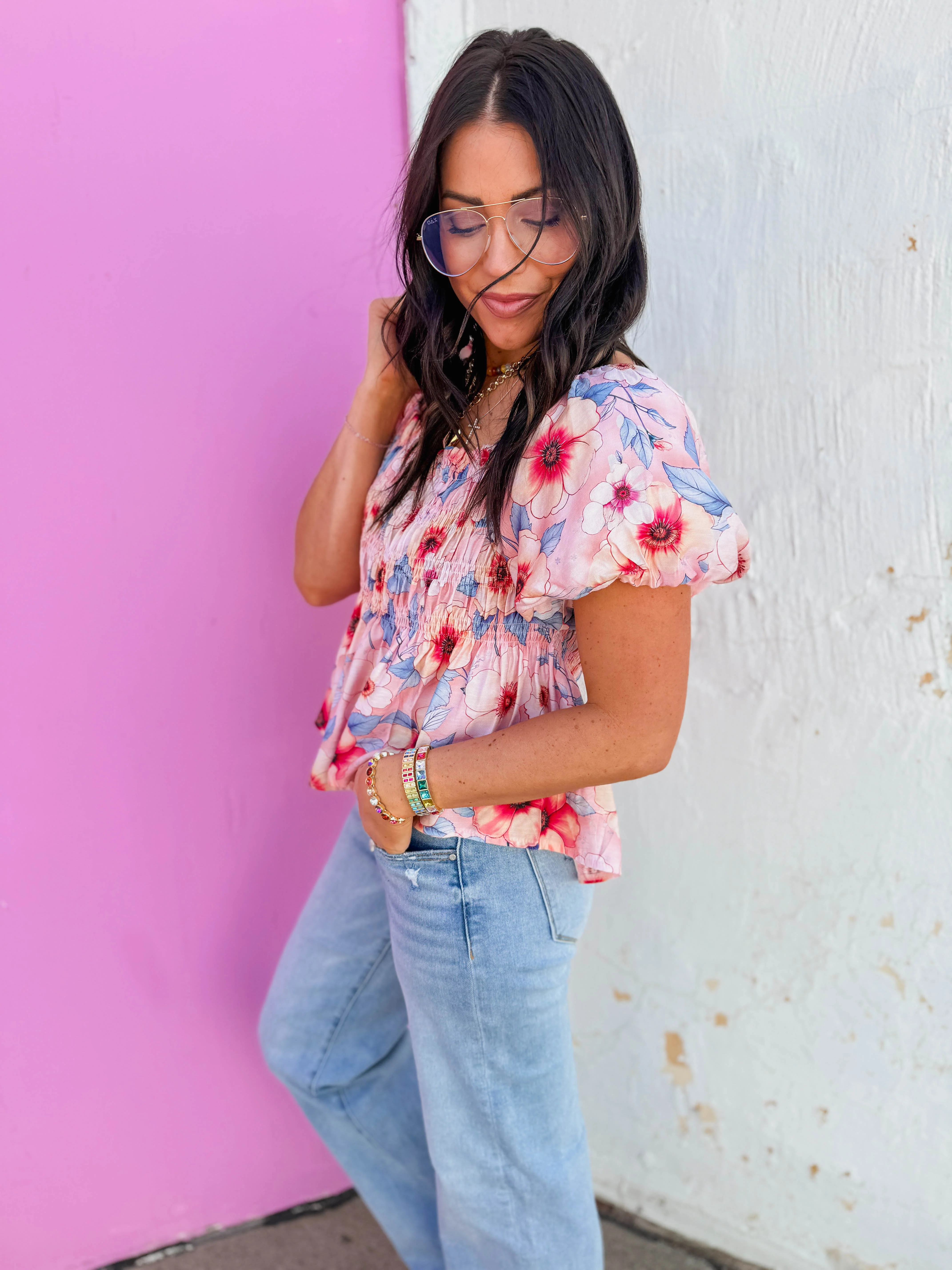 Summer Breeze Floral Top-Pink/Peach - Image 6