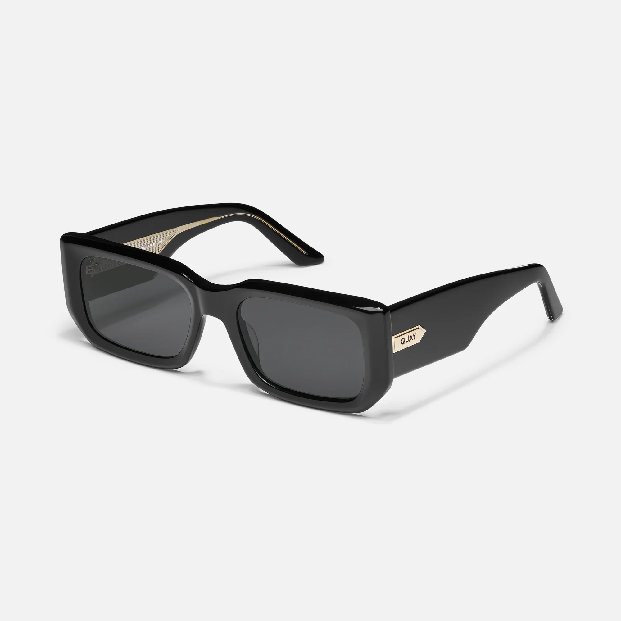 Tell Me More Sunglasses-Black Frame/Smoke Lens-Quay - Image 2