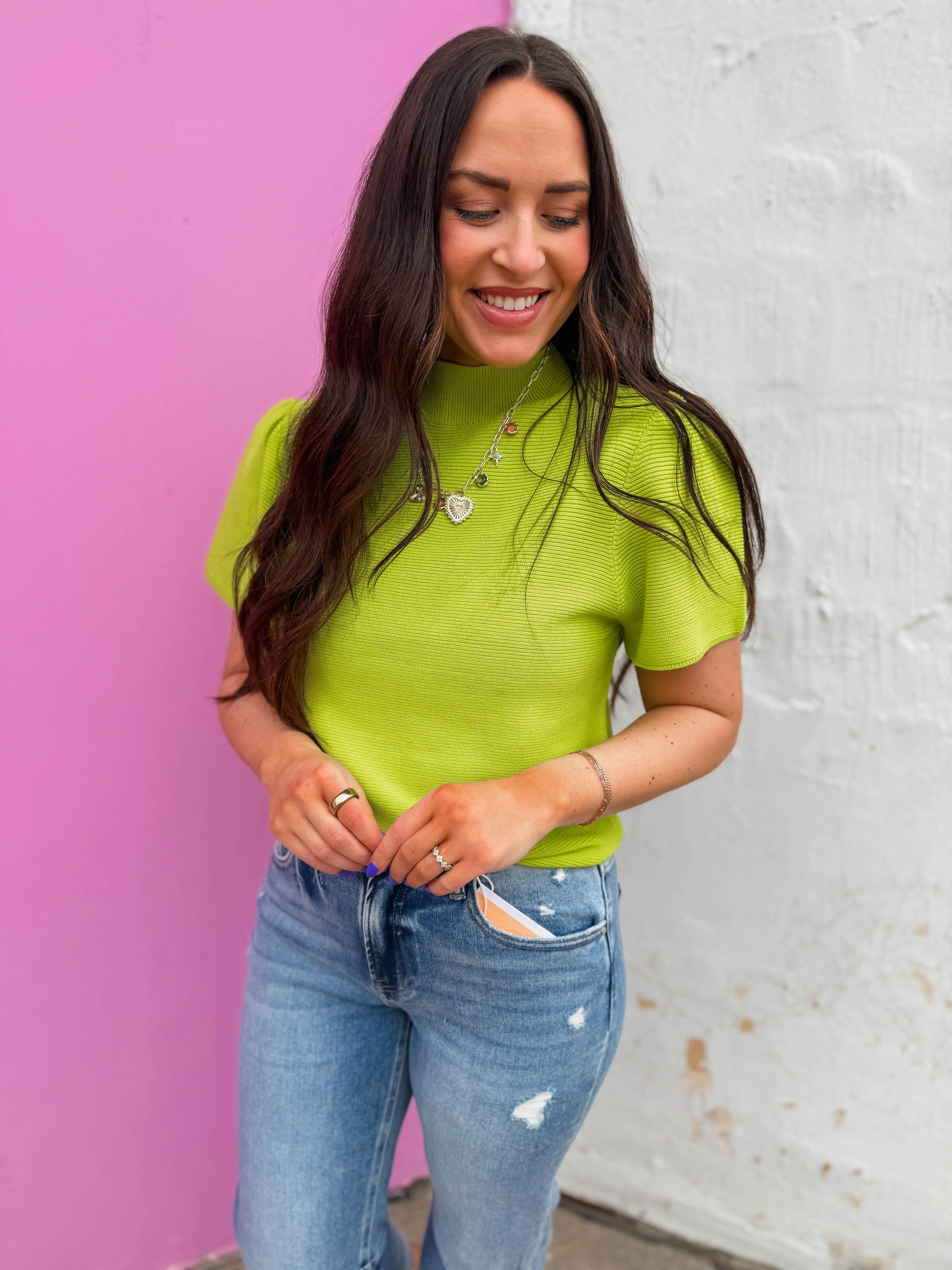 Tiffany Knit Top-Lime