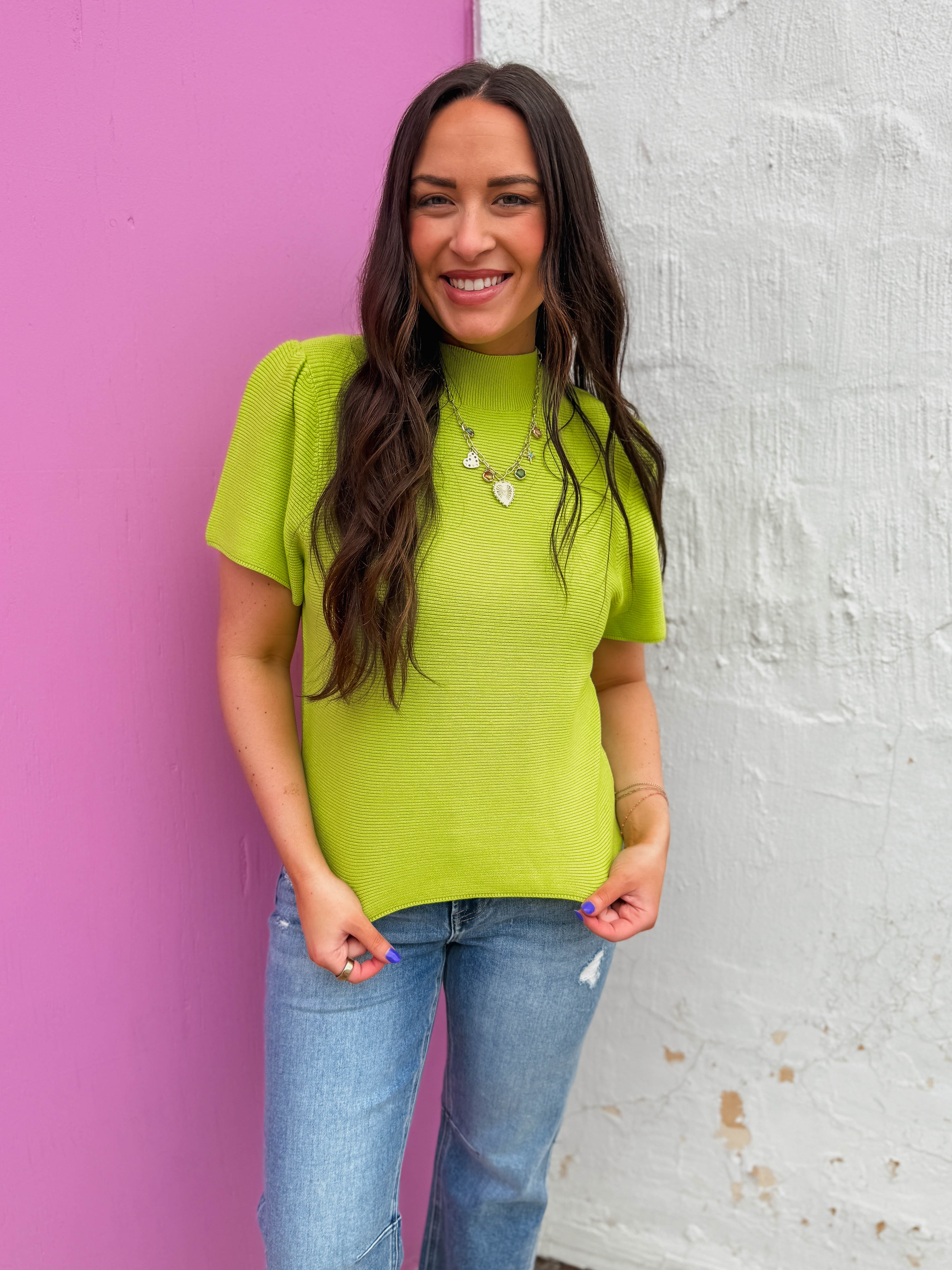 Tiffany Knit Top-Lime - Image 4